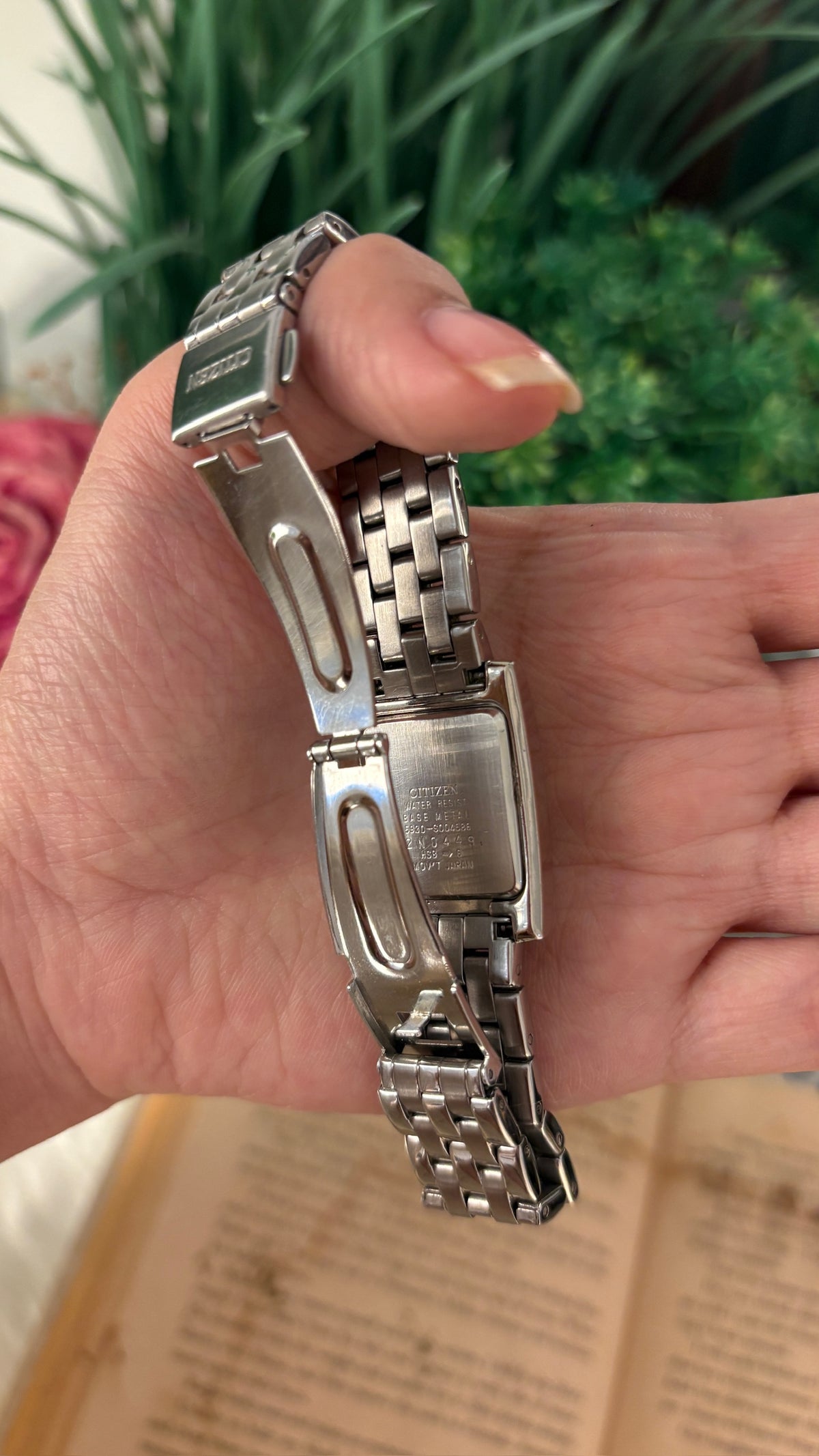 Rare Vintage Citizen Tank Watch in Silver Tone Quartz