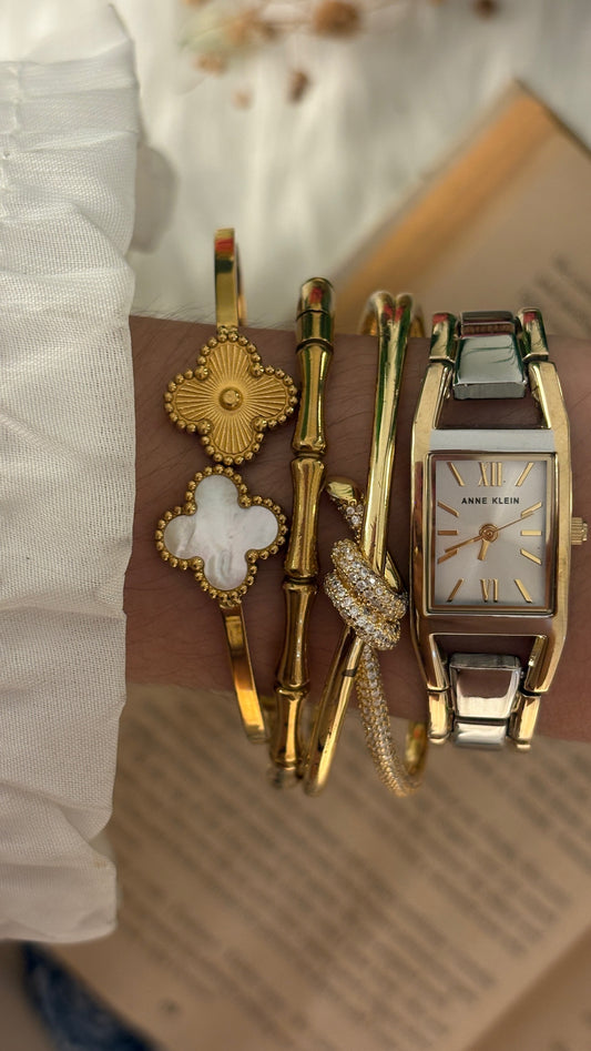 Dainty Vintage Anne Klein Mini Tank Watch in Two-Tone Quartz