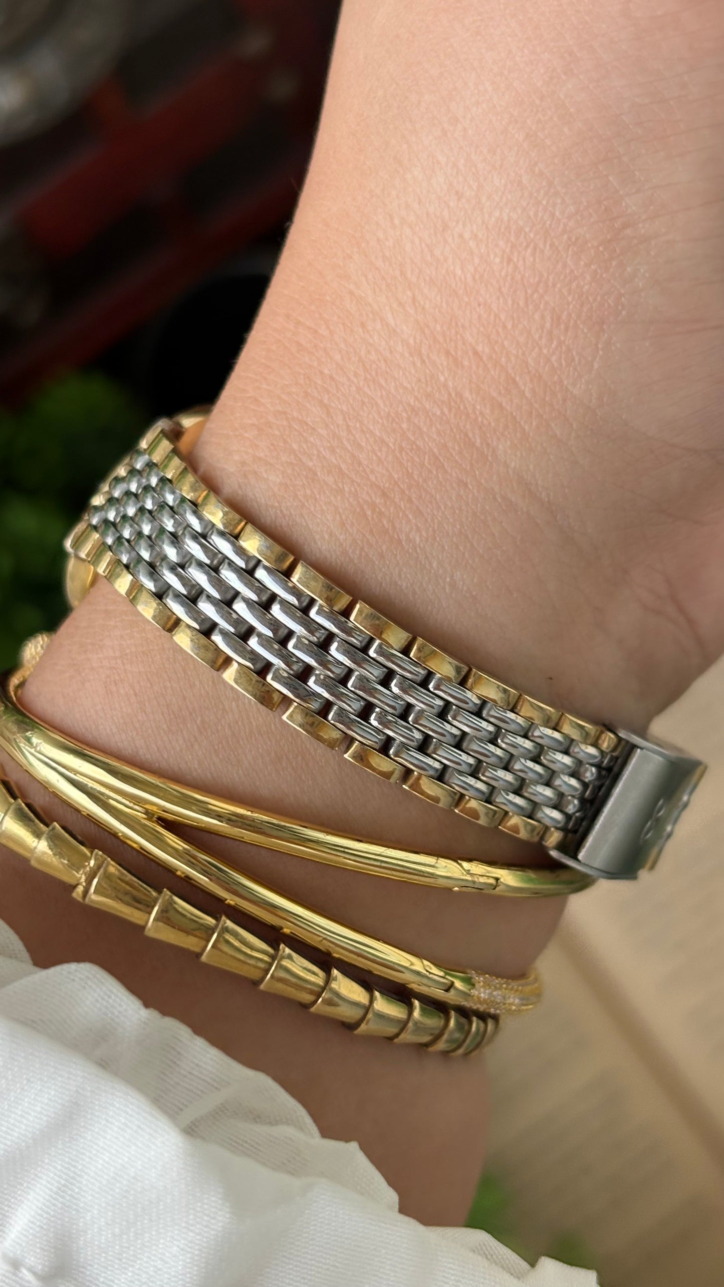 Vintage Christine Collas Paris Sapphire Crystal in Two-Tone Sandblast Dial Quartz