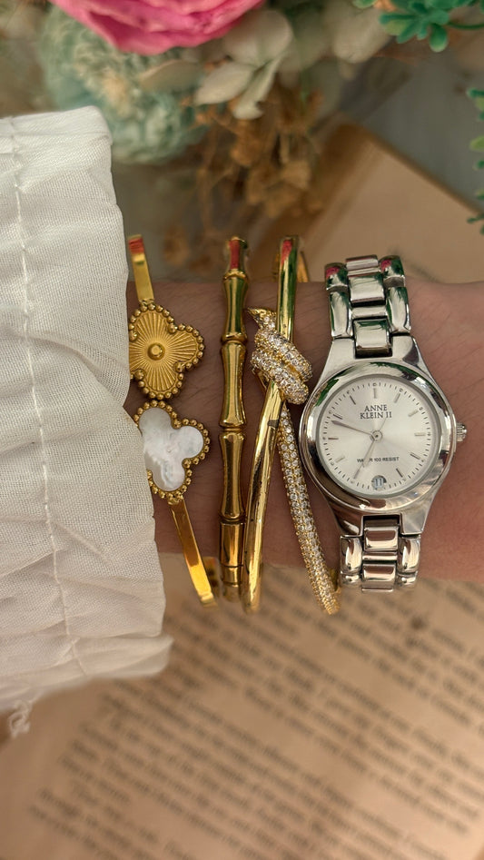 Vintage Anne Klein Date Window Watch in Silver Tone Quartz