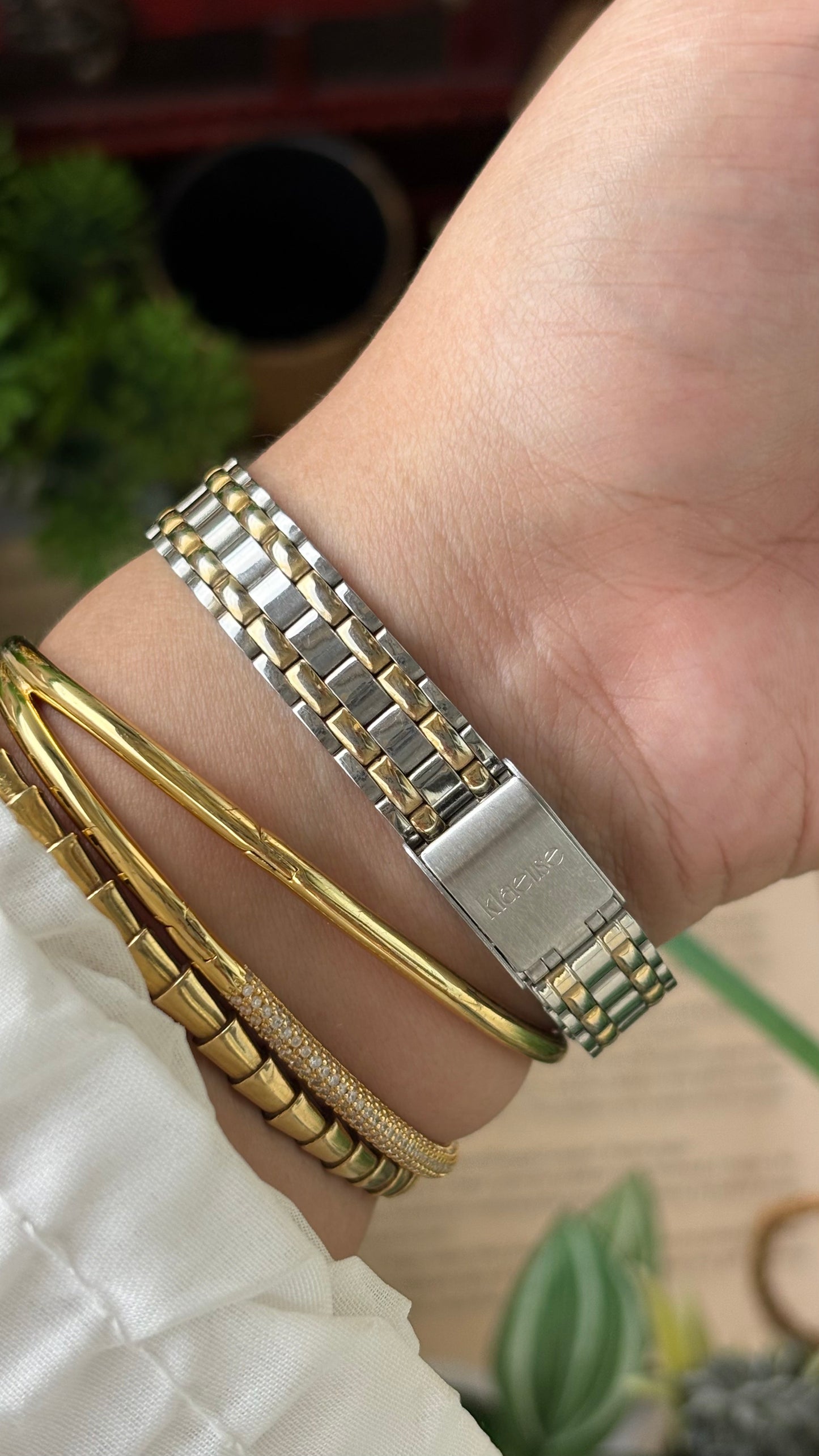 Vintage Klaeuse Watch in Two-Tone Black Minimalist Dial Quartz