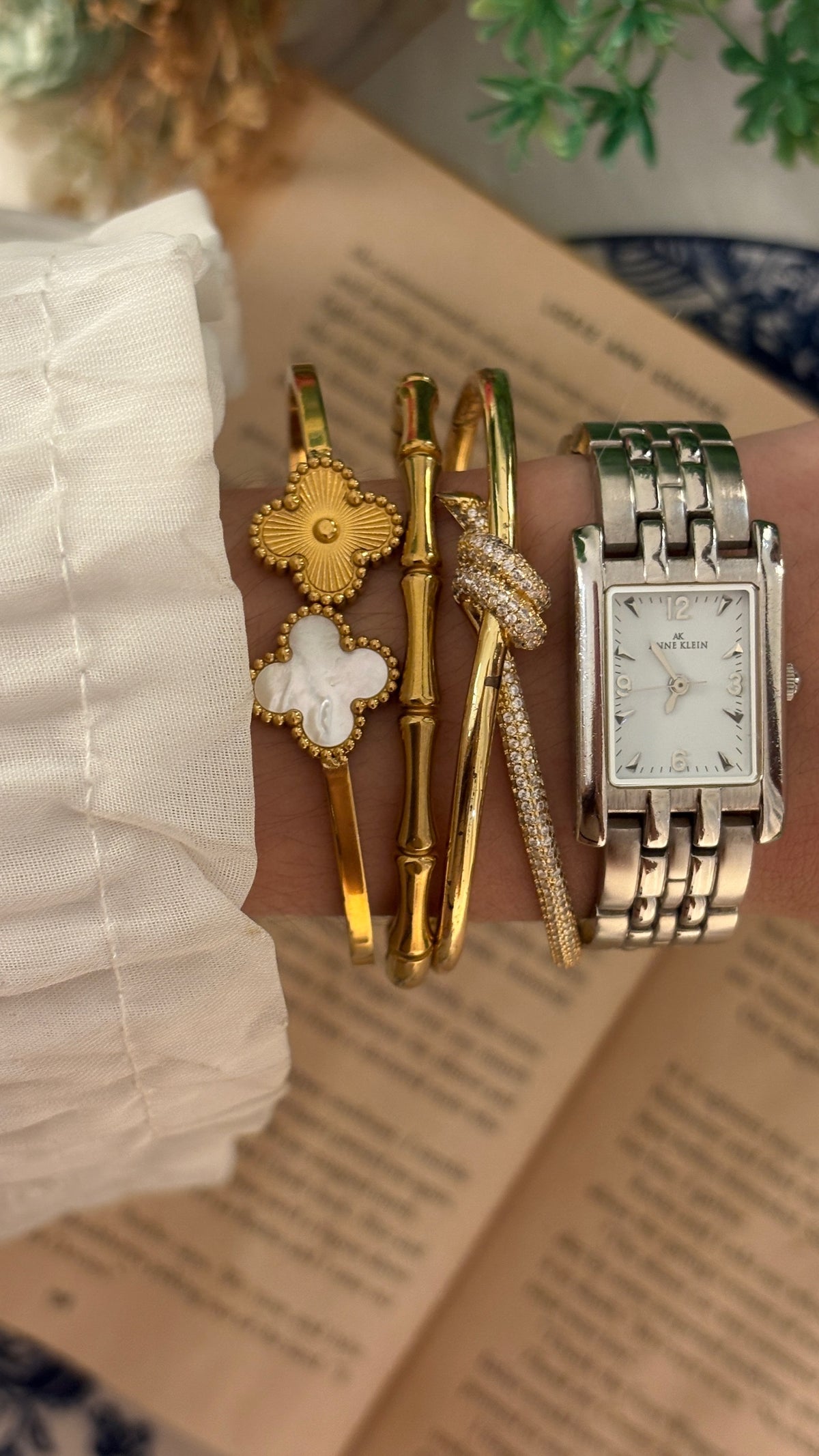 Vintage Anne Klein Minimalist Tank Watch in Silver Tone Quartz