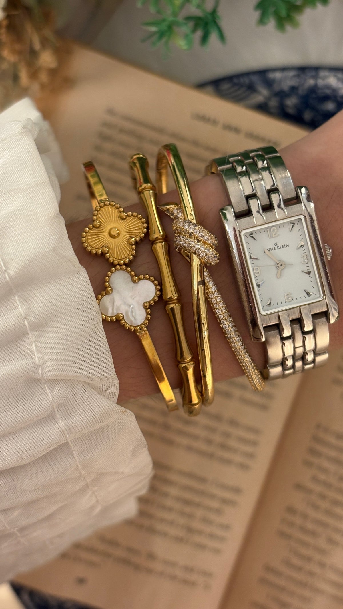 Vintage Anne Klein Minimalist Tank Watch in Silver Tone Quartz