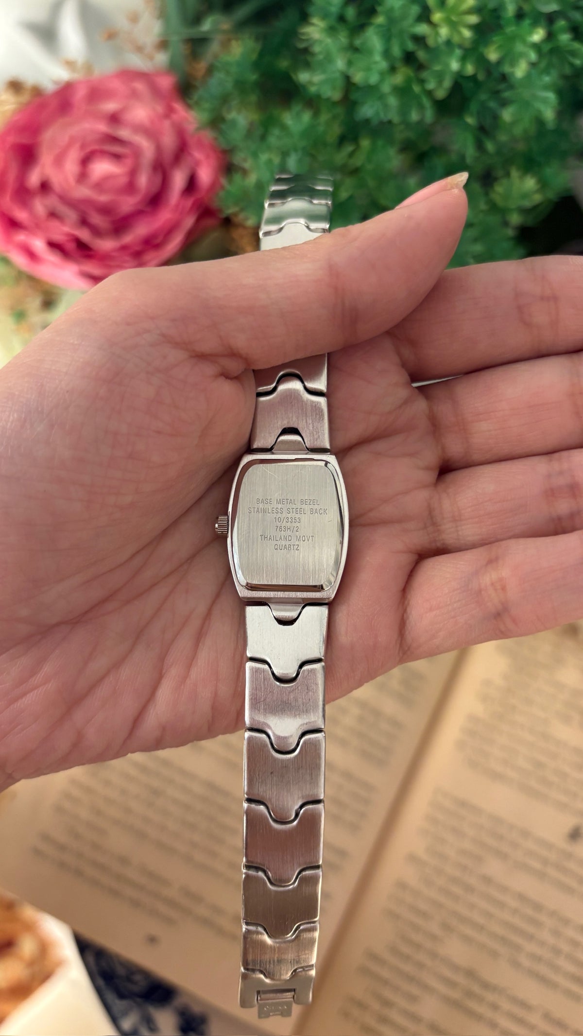 Rare Vintage Anne Klein Black Dial Barrel Watch in Silver Tone Quartz