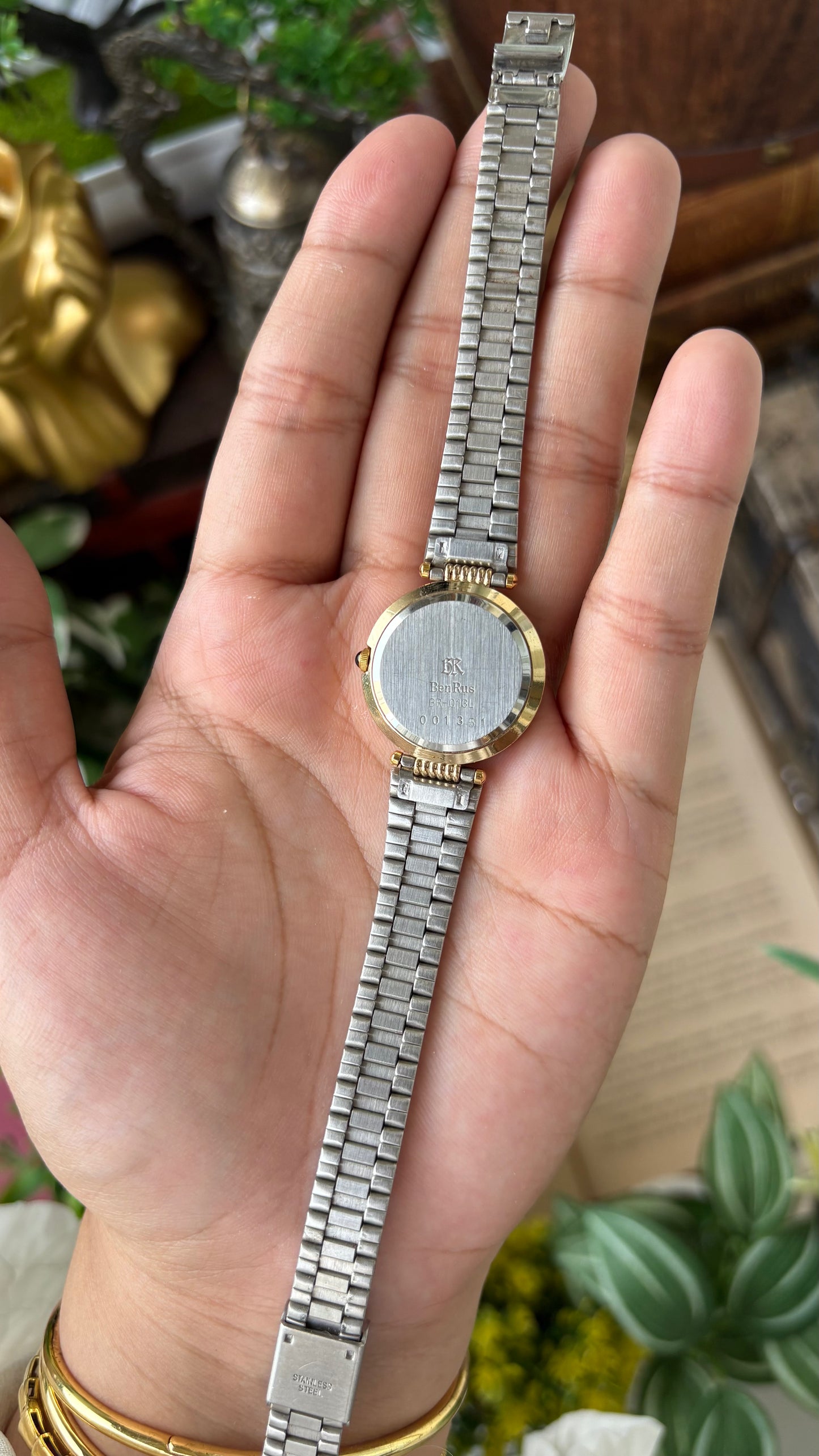 Rare Vintage 1930 Benrus Swiss Watch in Two-Tone Black Minimalist Dial Quartz