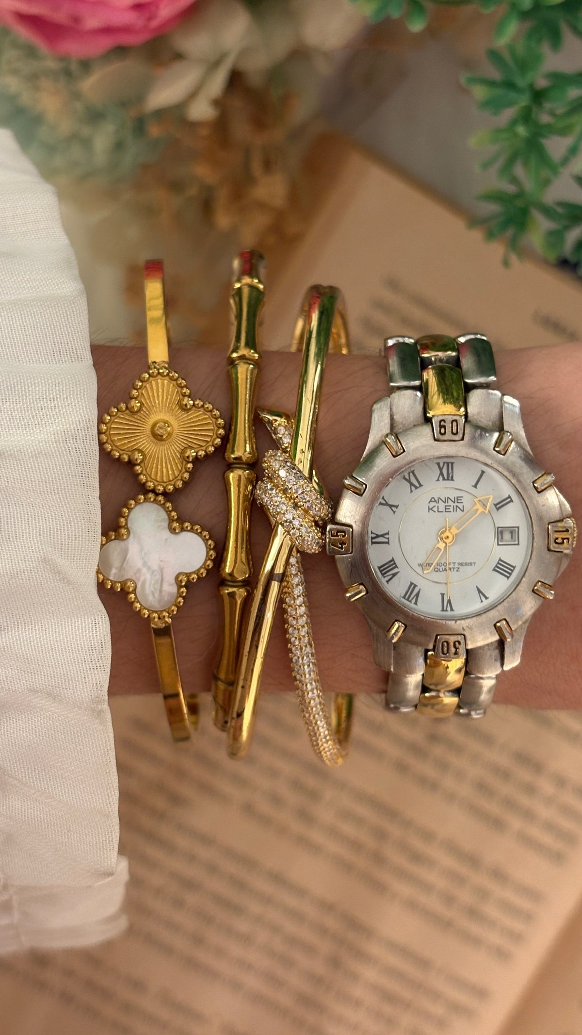 Vintage Anne Klein Sports Style Date Window Watch in Two-Tone Quartz