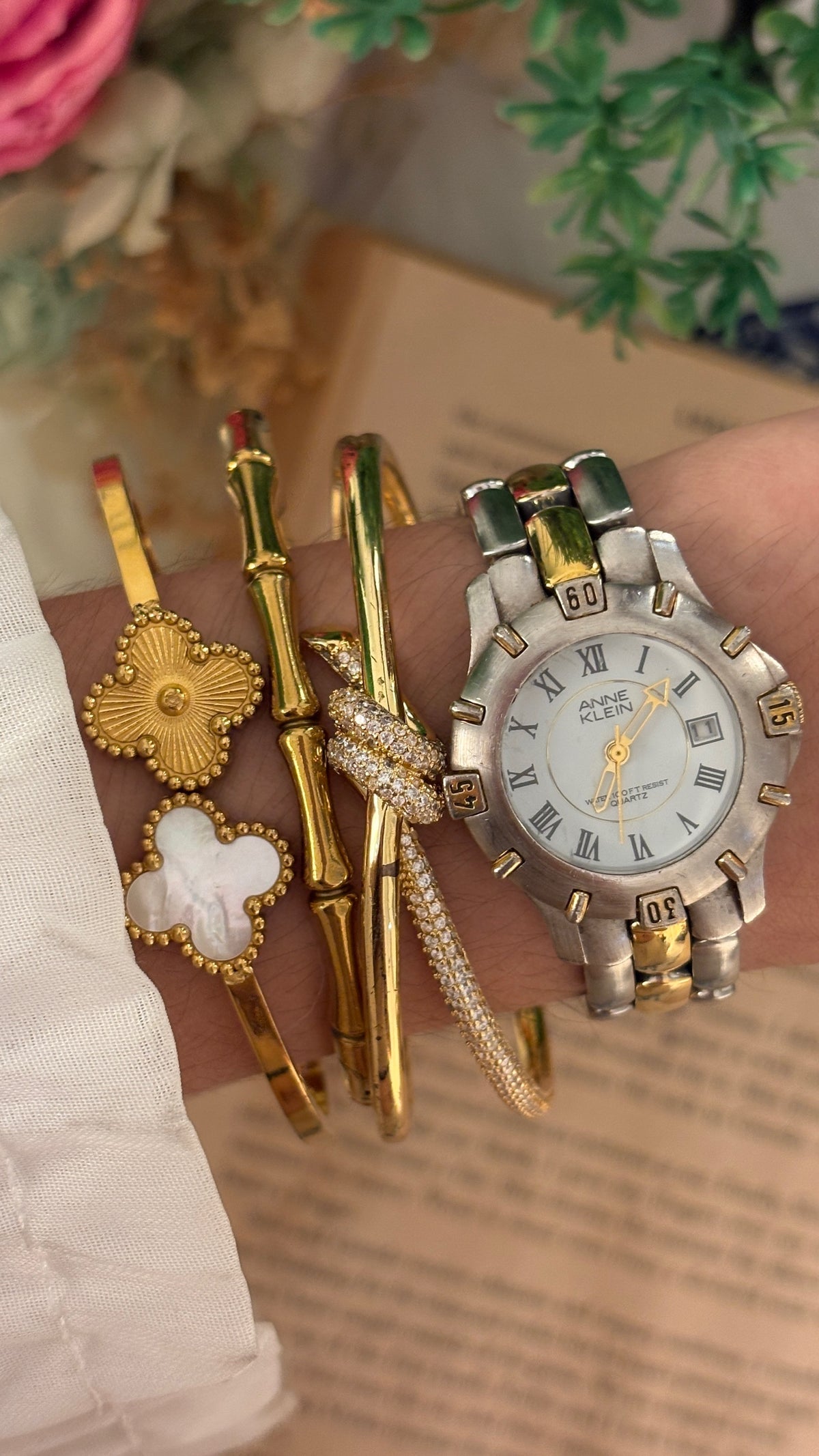 Vintage Anne Klein Sports Style Date Window Watch in Two-Tone Quartz