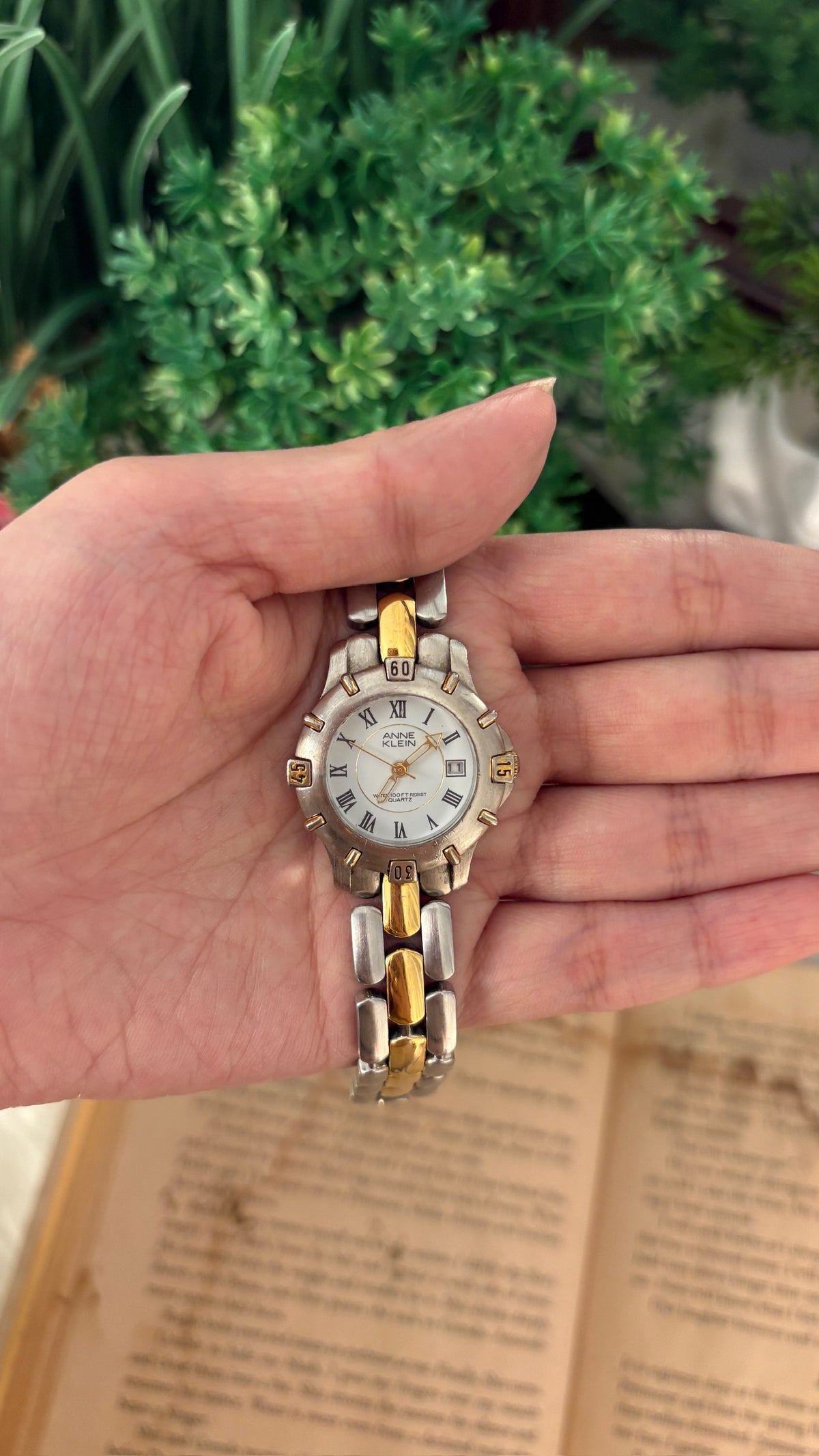 Vintage Anne Klein Sports Style Date Window Watch in Two-Tone Quartz