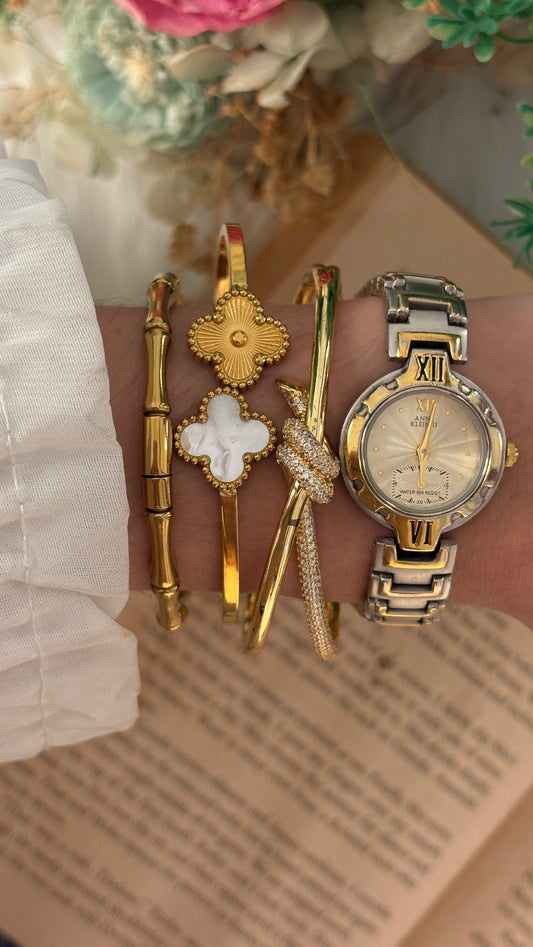 Rare Vintage Anne Klein II Sunray Dial Watch in Two-Tone Quartz