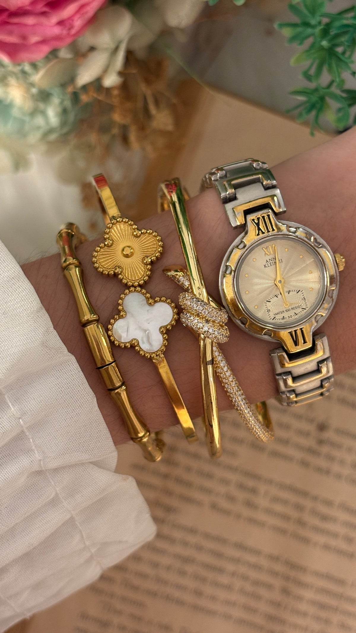 Rare Vintage Anne Klein II Sunray Dial Watch in Two-Tone Quartz