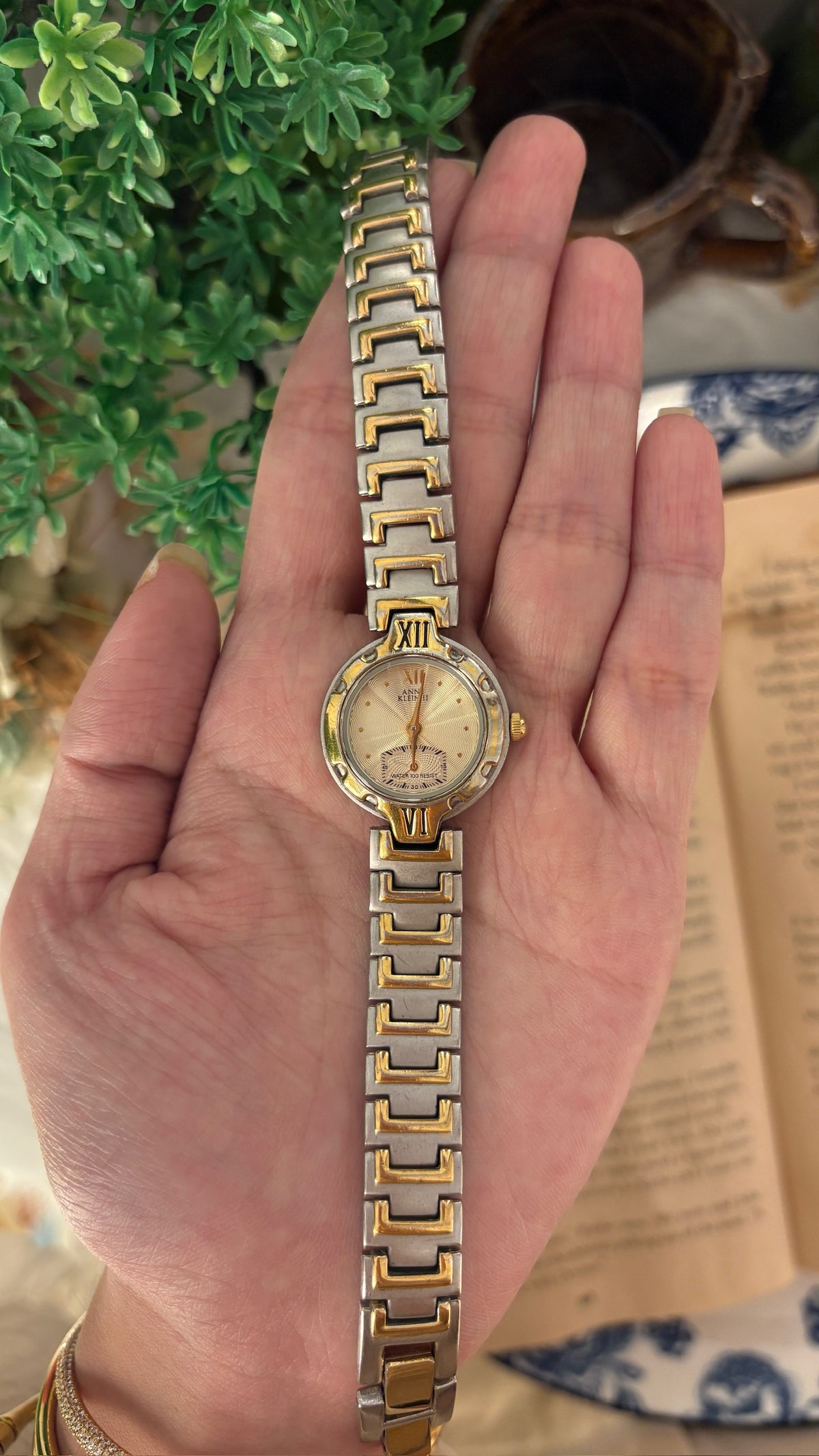 Rare Vintage Anne Klein II Sunray Dial Watch in Two-Tone Quartz