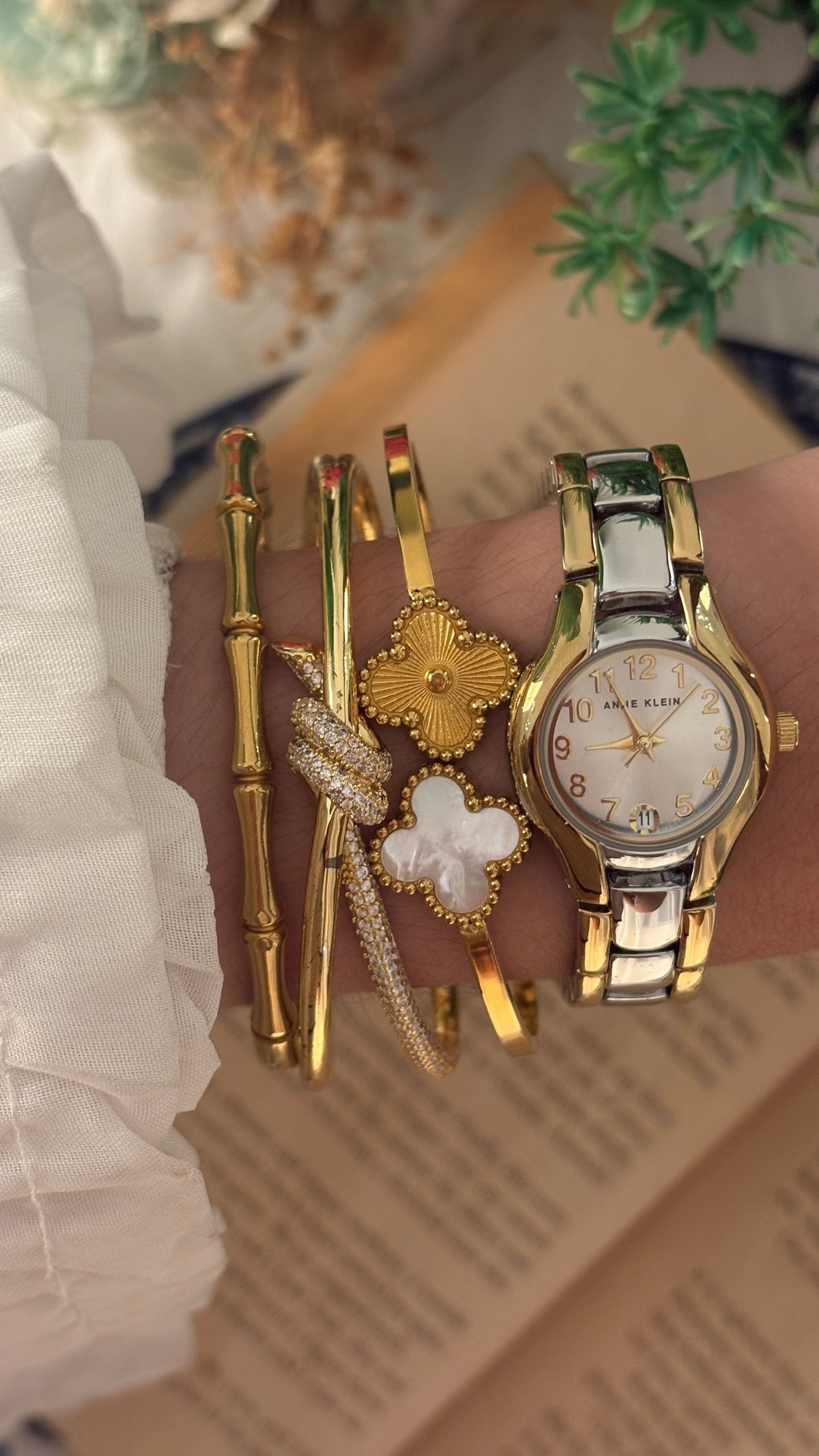 Vintage Anne Klein Date Window Watch in Two-Tone Quartz