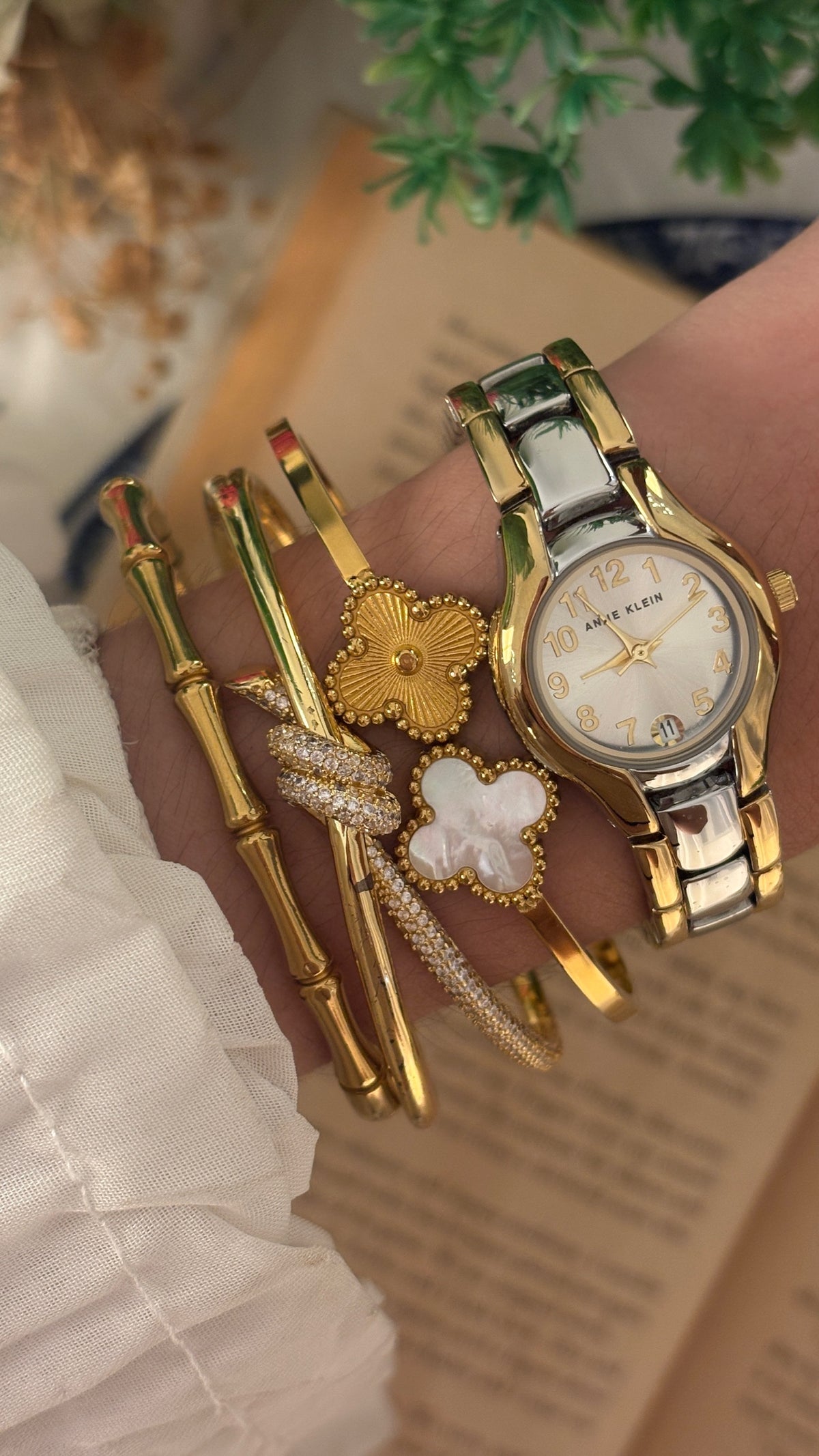 Vintage Anne Klein Date Window Watch in Two-Tone Quartz