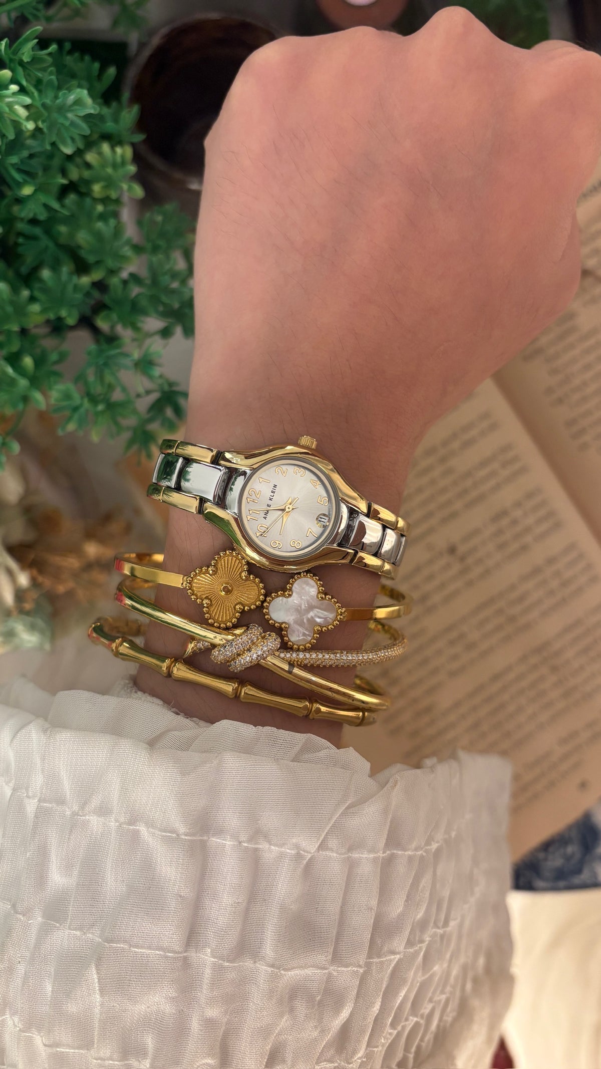 Vintage Anne Klein Date Window Watch in Two-Tone Quartz