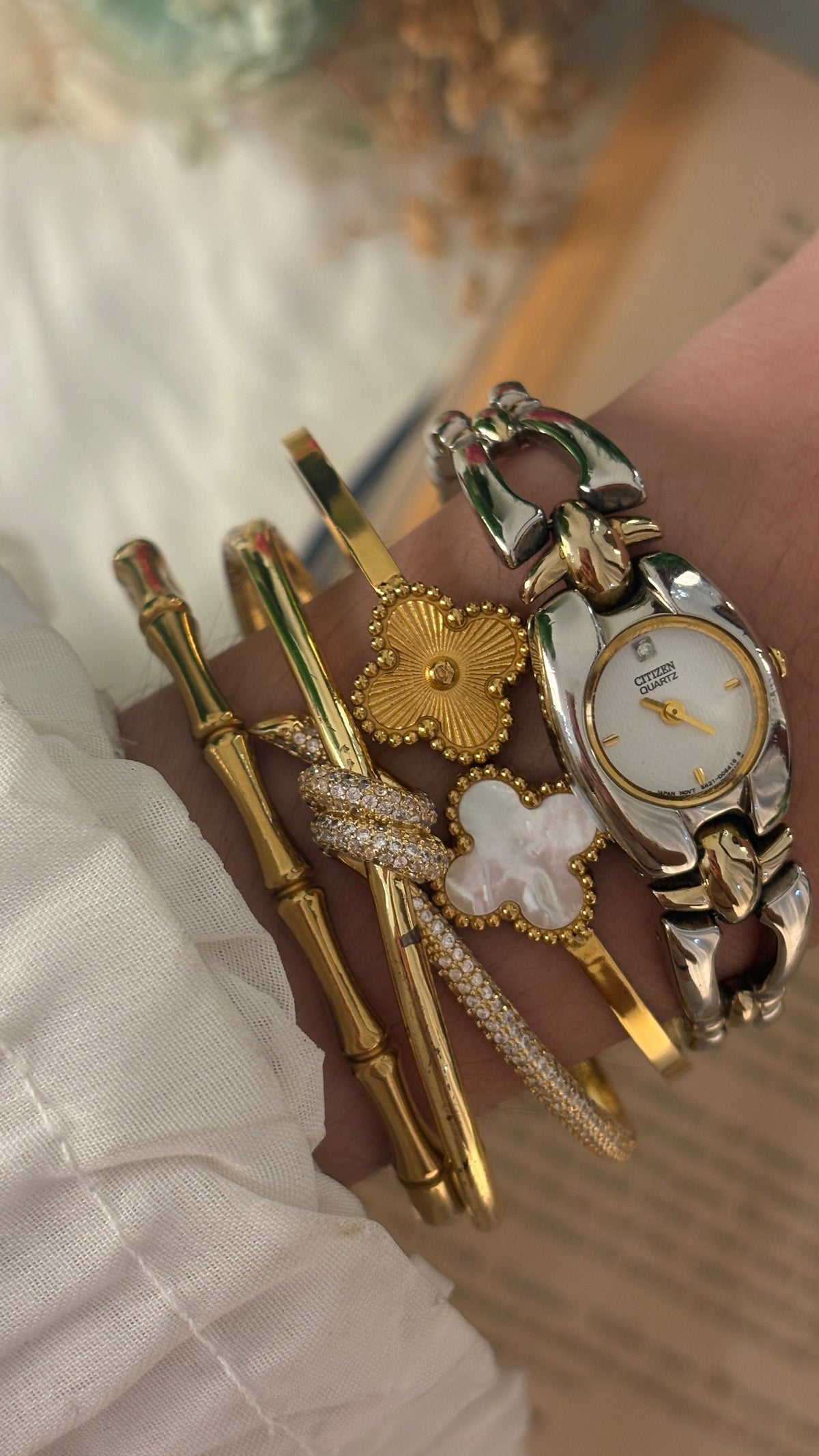 Extremely Rare Dainty Vintage Citizen Embedded Dial Watch in Two-Tone Quartz