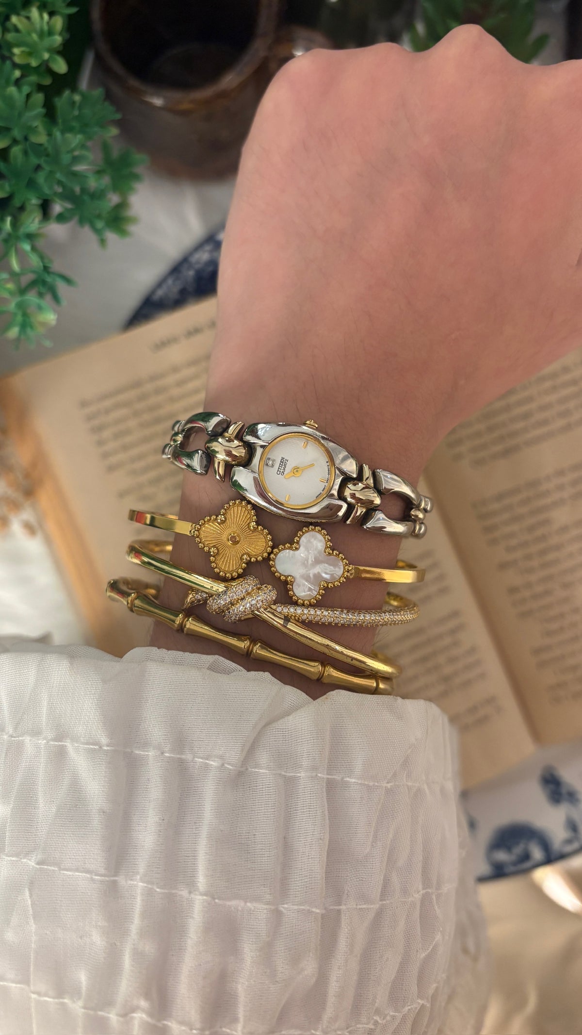 Extremely Rare Dainty Vintage Citizen Embedded Dial Watch in Two-Tone Quartz