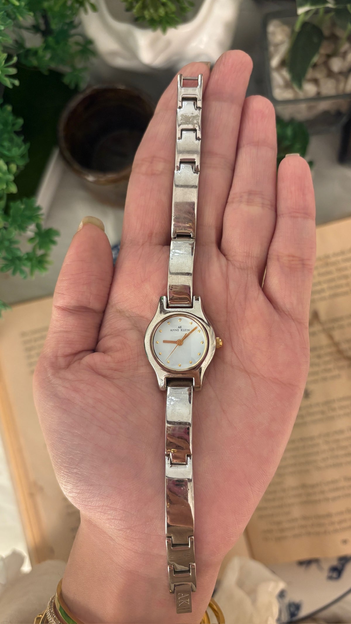 Vintage Anne Klein Bangle Watch in Silver Tone Quartz