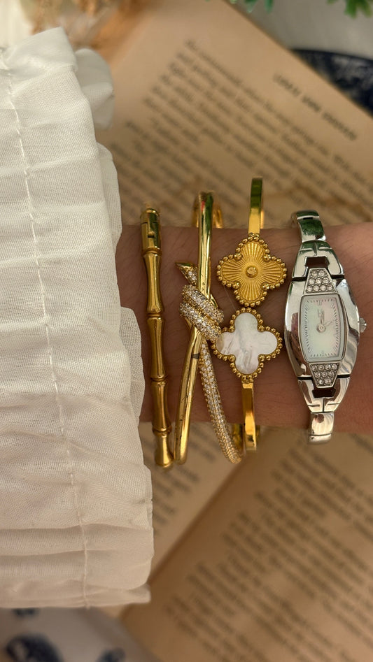Rare Dainty Vintage Lazy Susan Eye Mother of Pearl Dial Watch in Silver Tone Quartz
