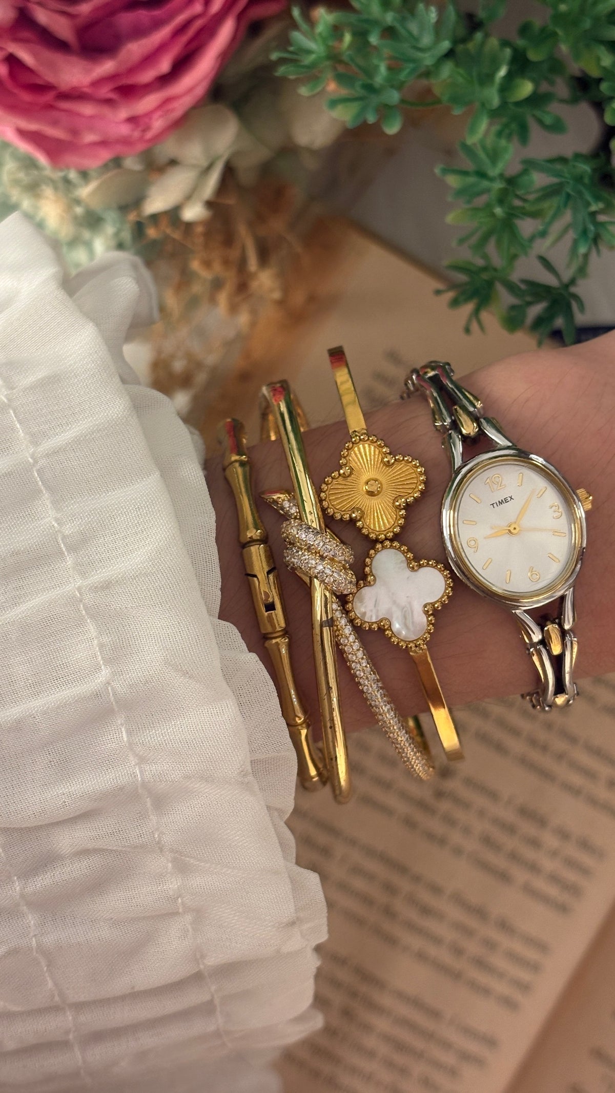 Rare Vintage Elegant Timex Bracelet Watch in Two-Tone Quartz