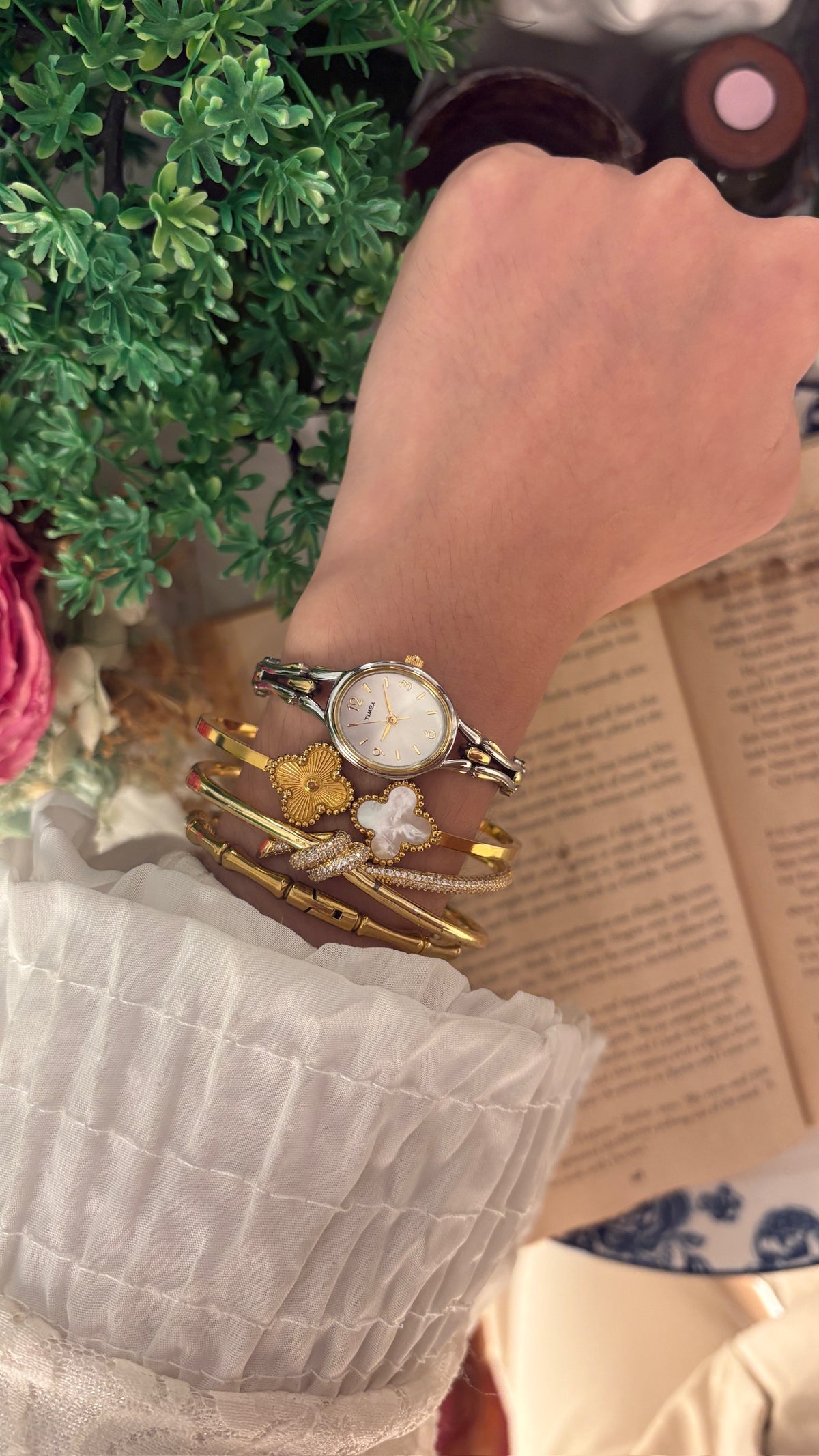 Rare Vintage Elegant Timex Bracelet Watch in Two-Tone Quartz