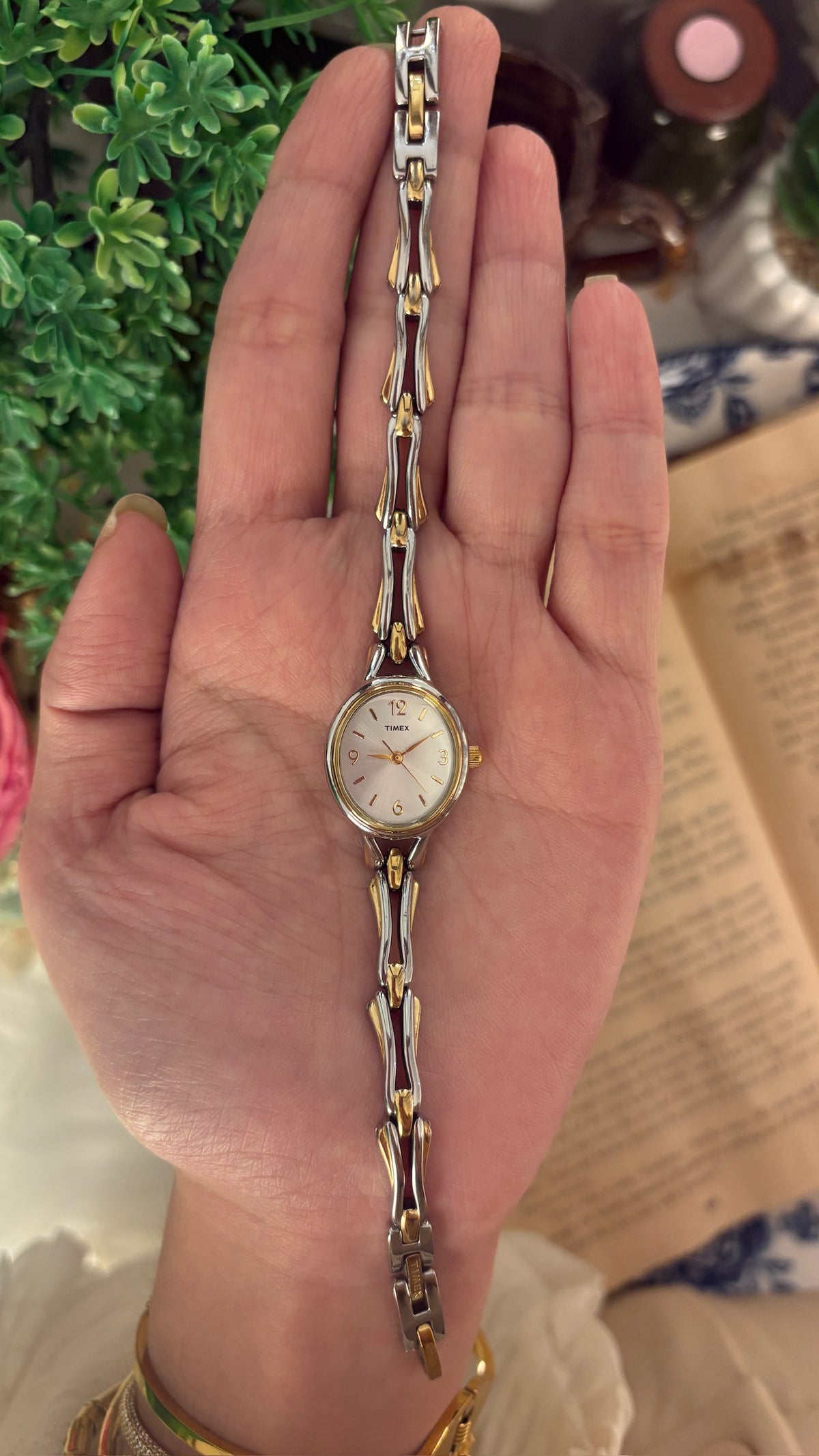 Rare Vintage Elegant Timex Bracelet Watch in Two-Tone Quartz