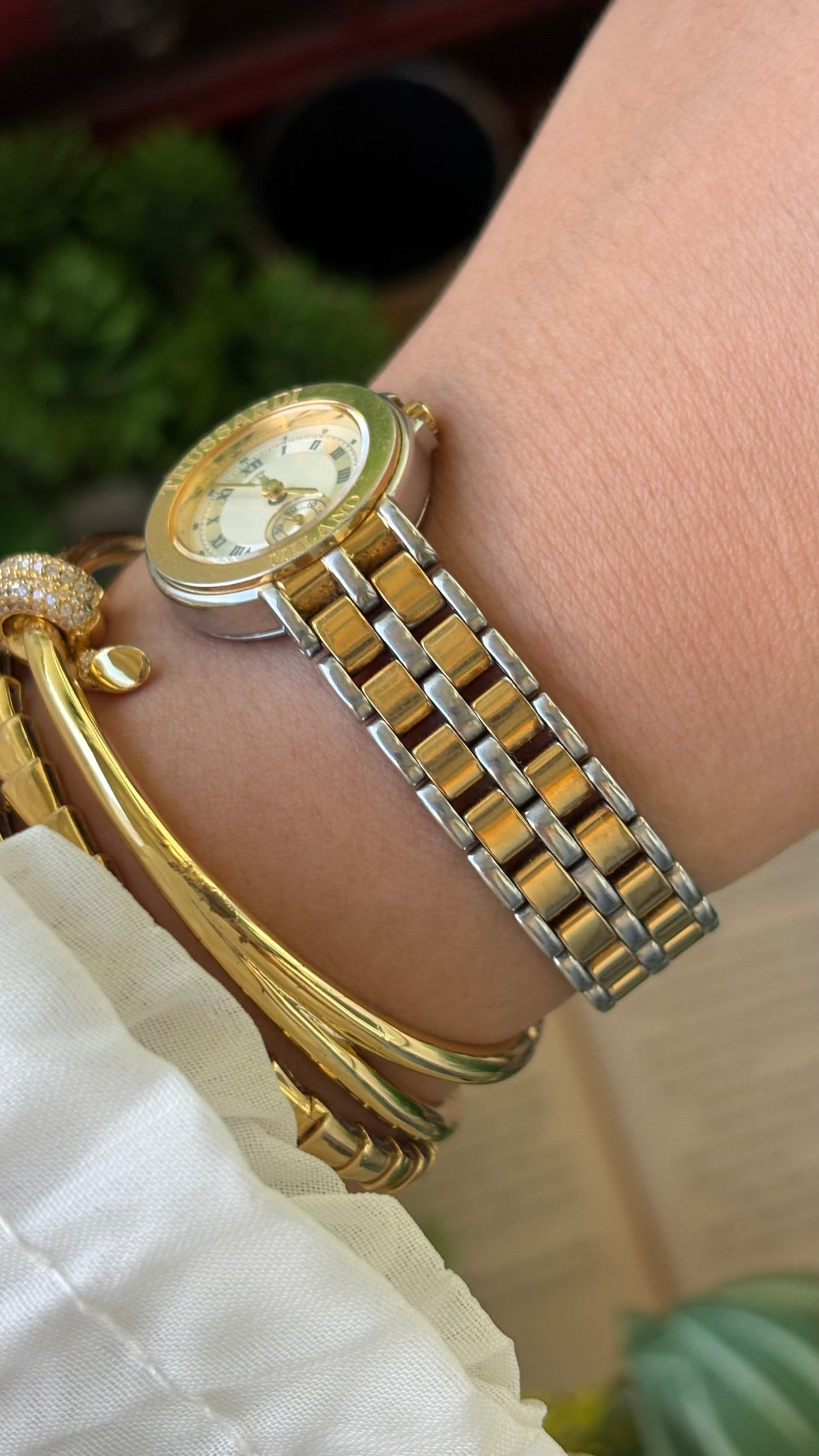 Rare Vintage Trussardi Milano Chrono Watch in Two-Tone Japan Quartz