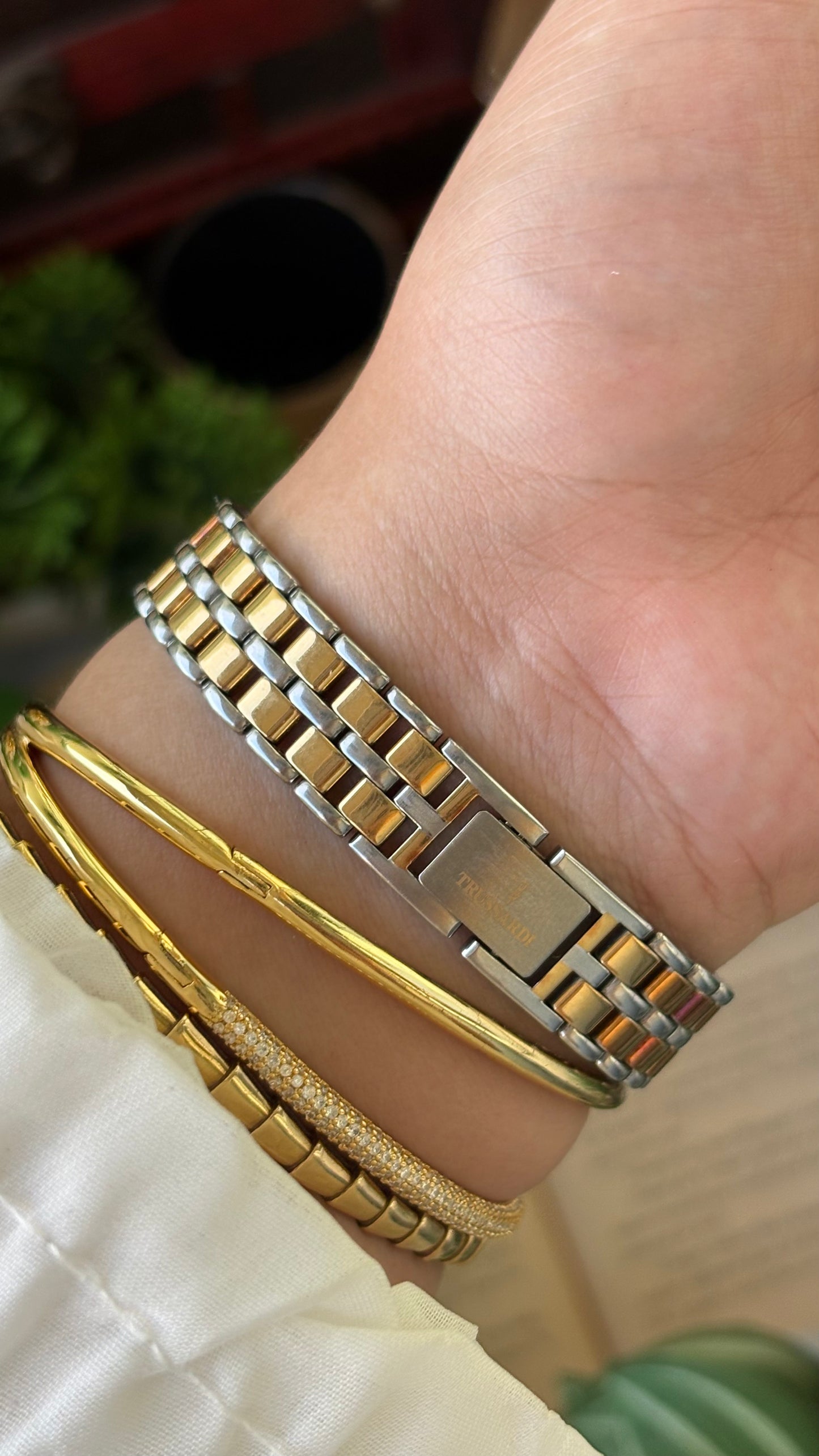 Rare Vintage Trussardi Milano Chrono Watch in Two-Tone Japan Quartz