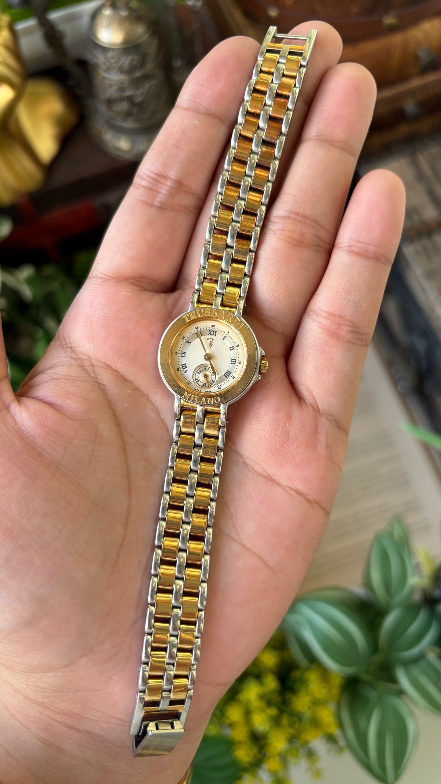 Rare Vintage Trussardi Milano Chrono Watch in Two-Tone Japan Quartz