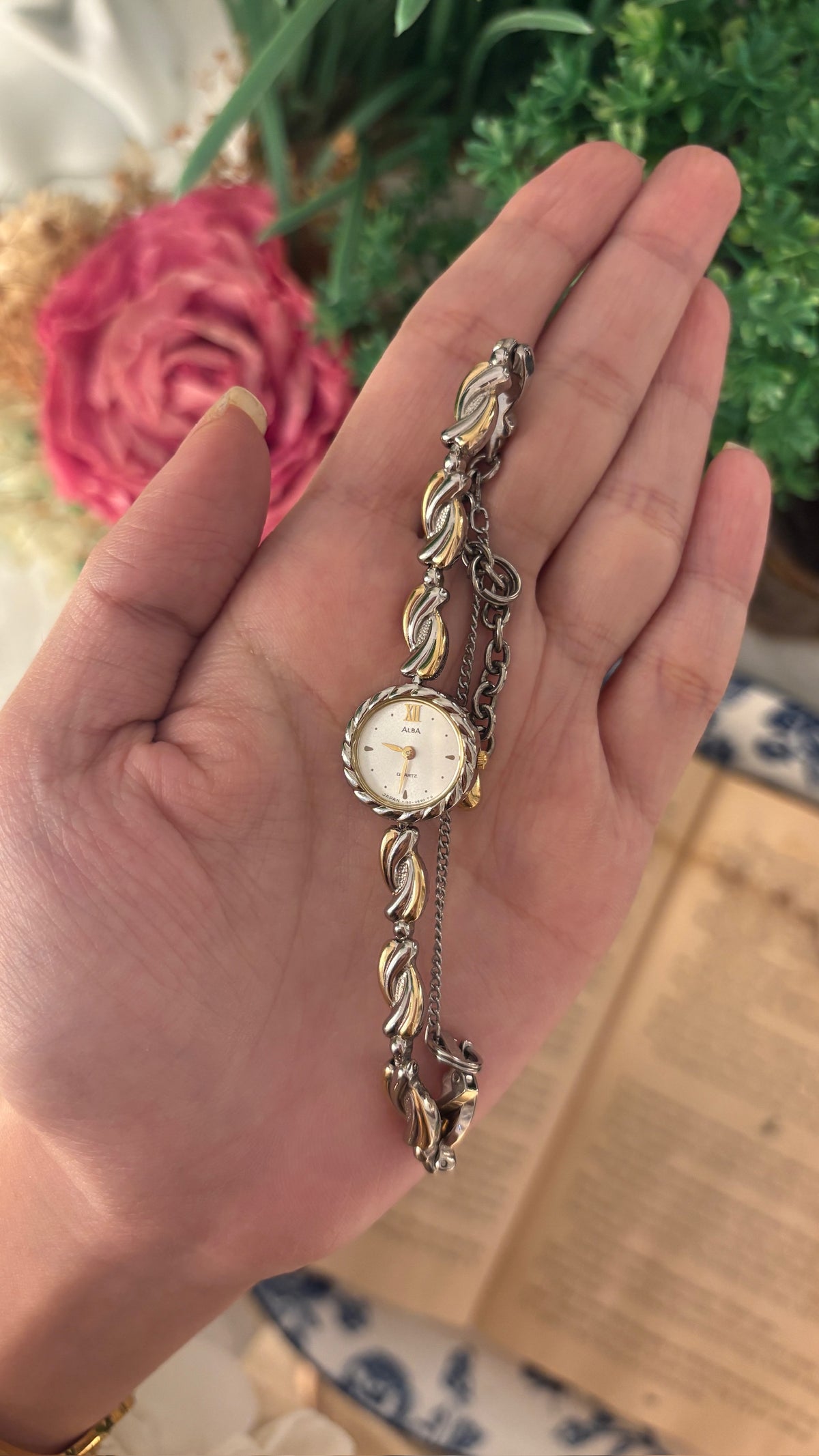 Rare Vintage Alba Seiko Twisted Links Watch in Two-Tone Quartz