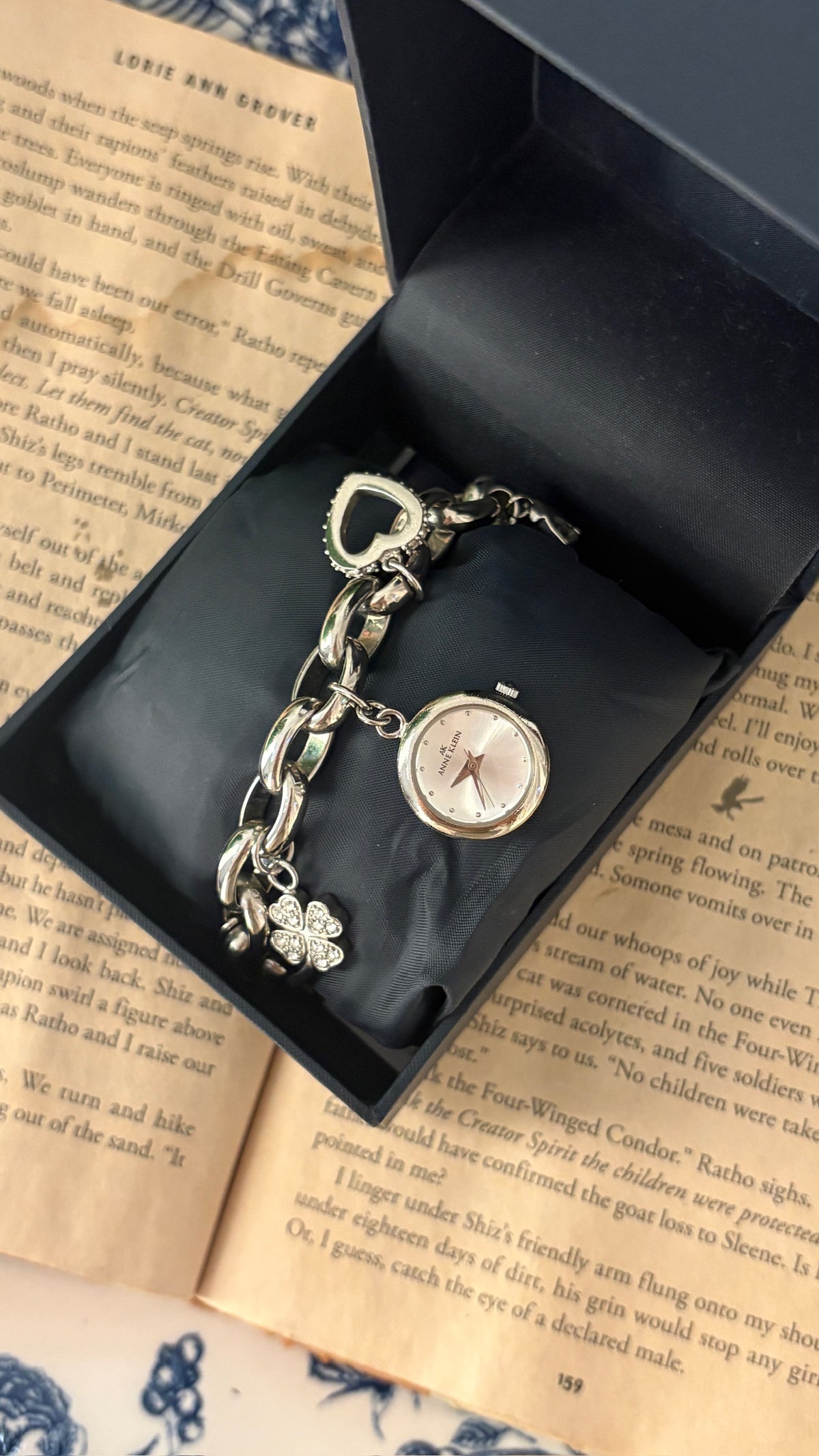 Rare Boxed Vintage Anne Klein Charm Watch in Silver Tone Quartz