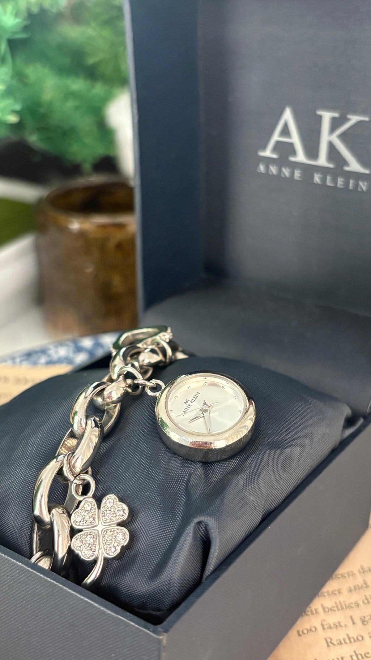 Rare Boxed Vintage Anne Klein Charm Watch in Silver Tone Quartz