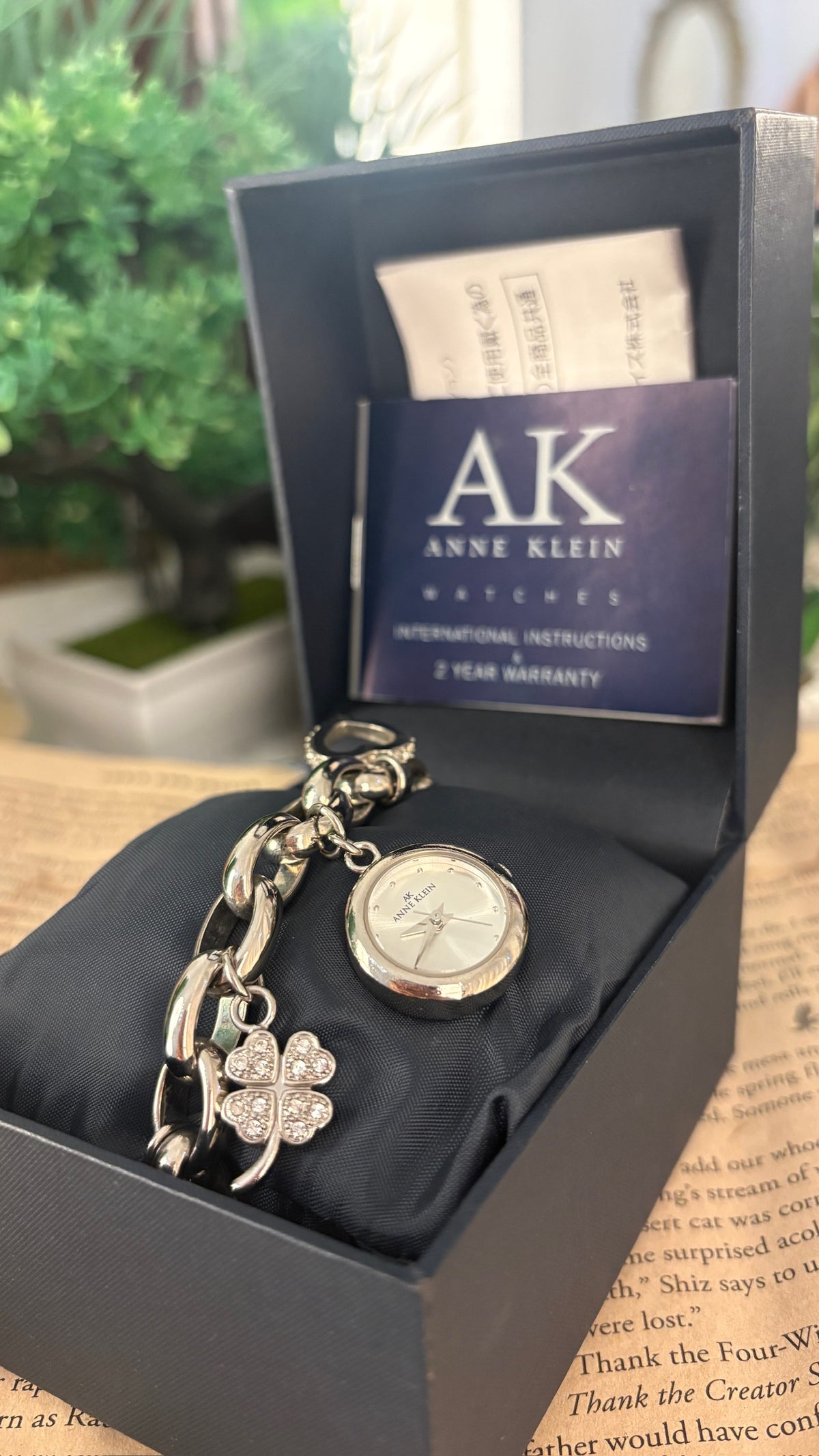 Rare Boxed Vintage Anne Klein Charm Watch in Silver Tone Quartz