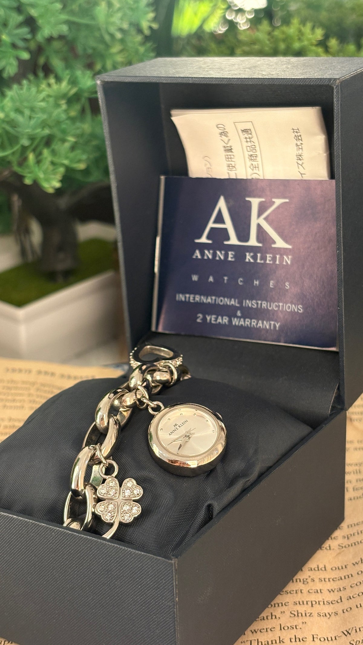 Rare Boxed Vintage Anne Klein Charm Watch in Silver Tone Quartz