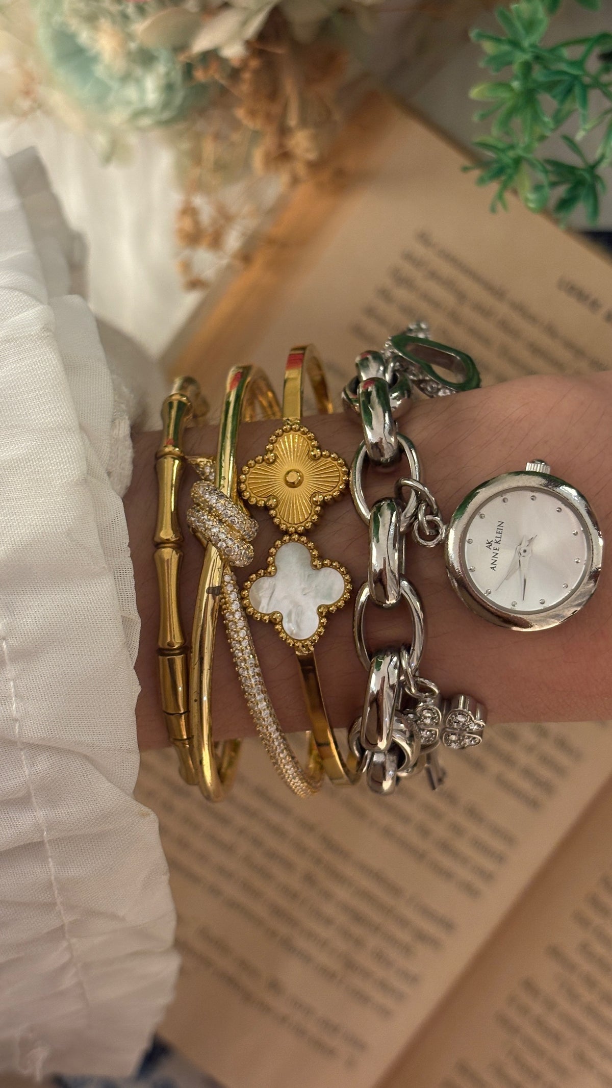 Rare Boxed Vintage Anne Klein Charm Watch in Silver Tone Quartz