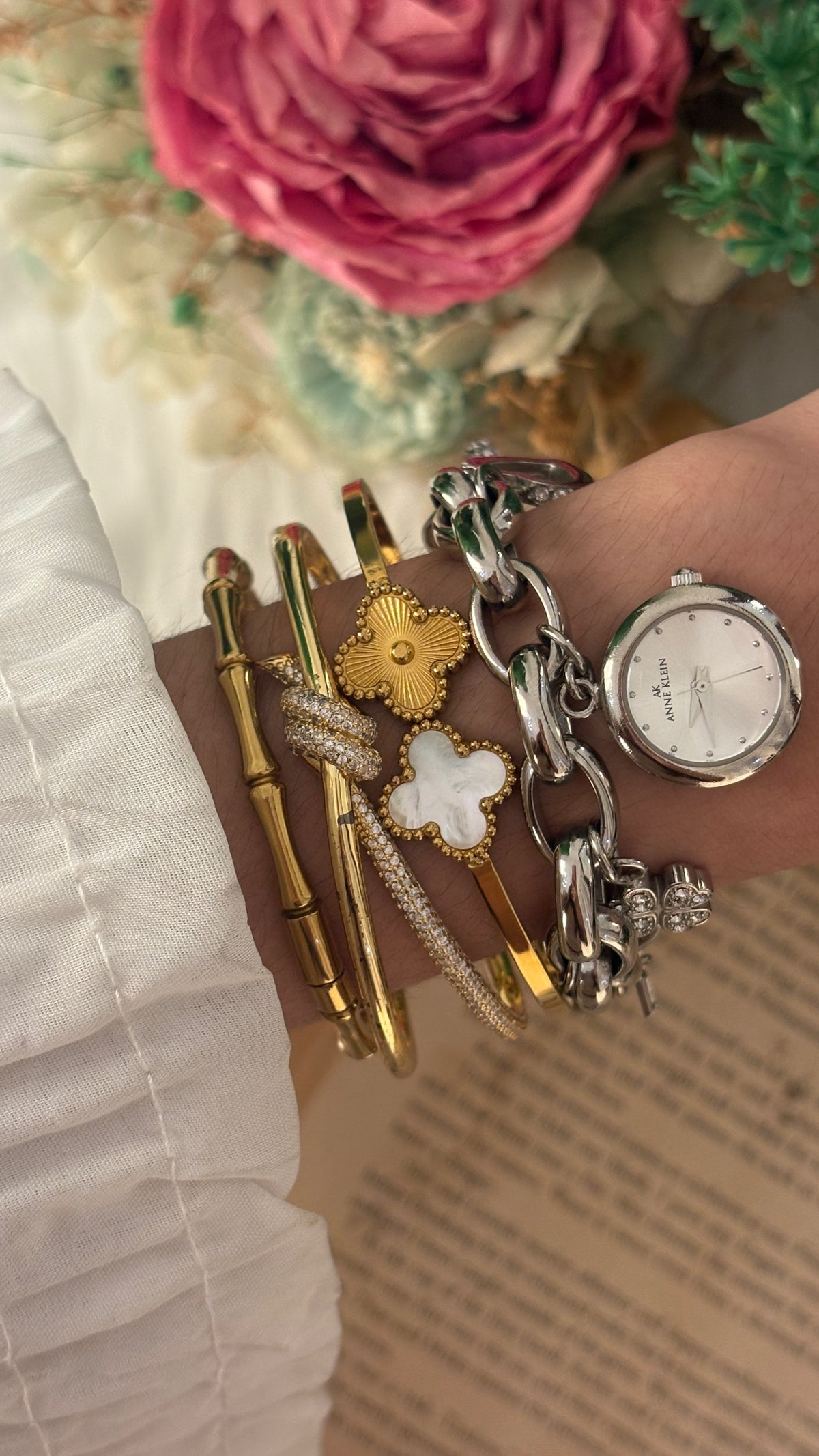 Rare Boxed Vintage Anne Klein Charm Watch in Silver Tone Quartz