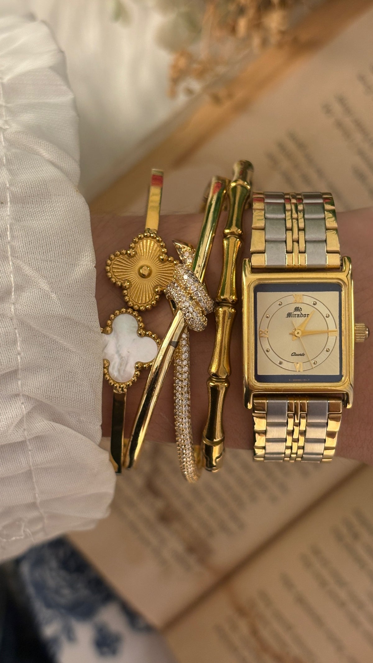 Rare Vintage Mirador Tank Watch in Two-Tone Quartz