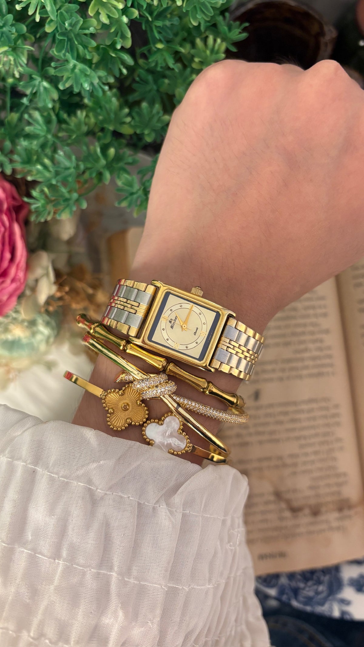 Rare Vintage Mirador Tank Watch in Two-Tone Quartz