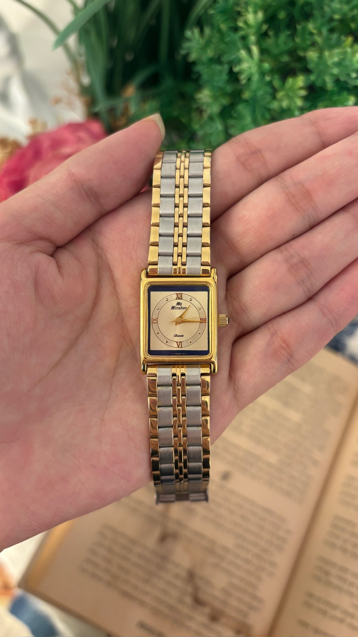 Rare Vintage Mirador Tank Watch in Two-Tone Quartz