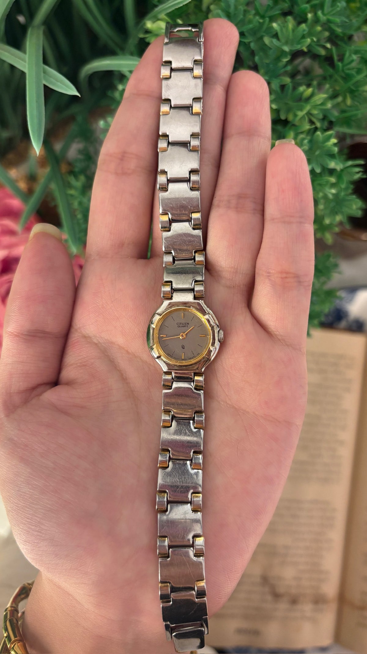 Vintage Citizen Classic Gray Dial Watch in Two-Tone Quartz