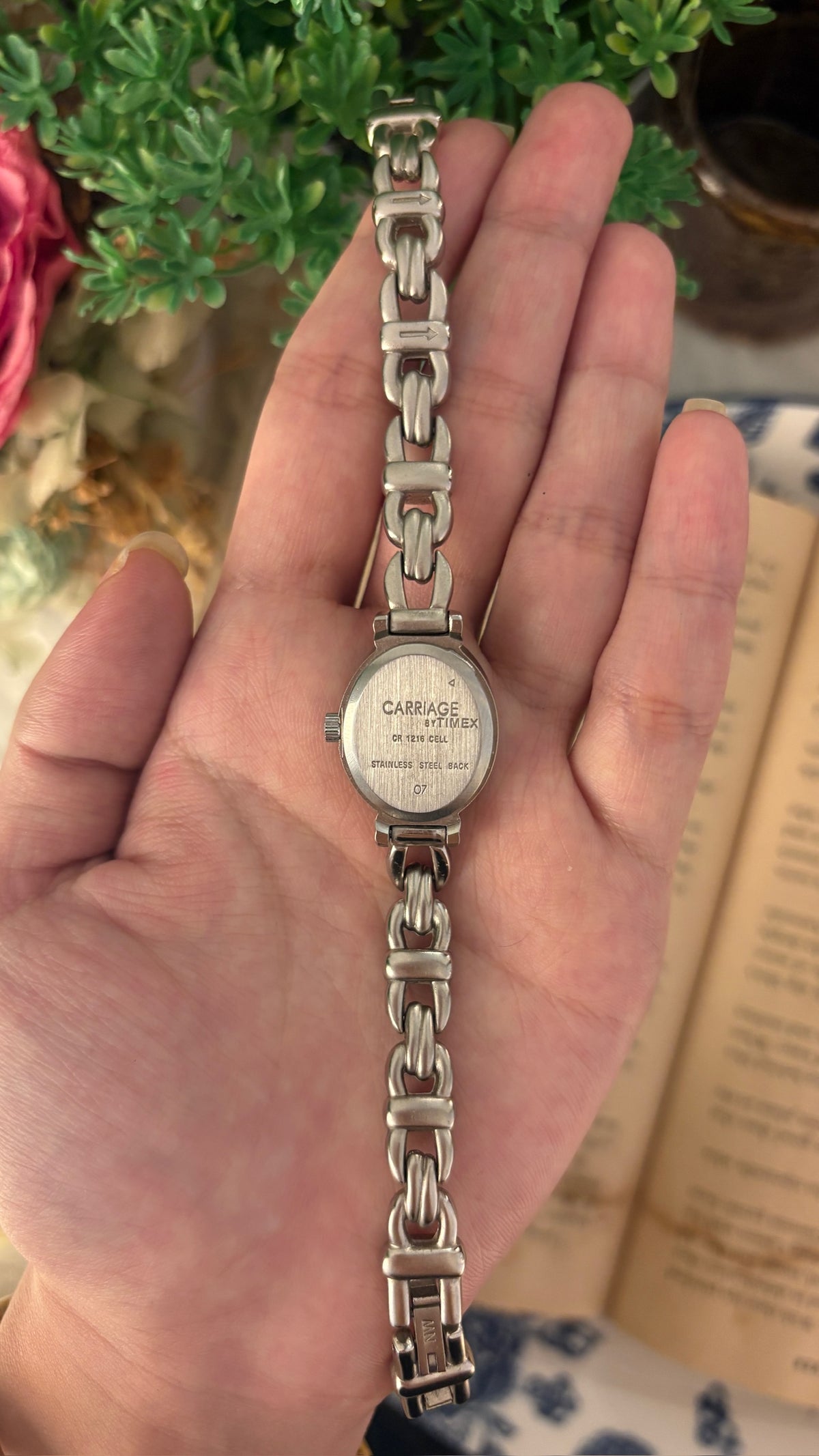 Rare Vintage Carriage Timex Oval Watch in Silver Tone Quartz