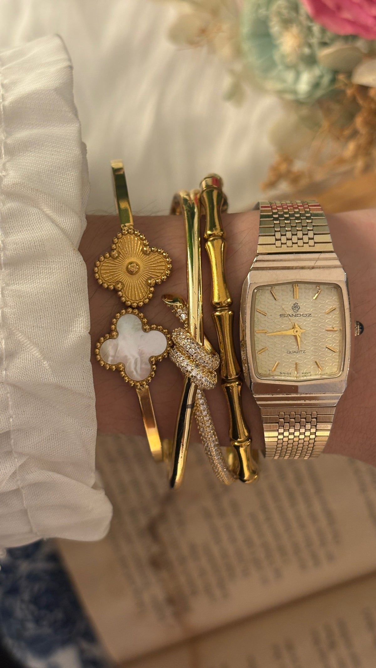 Rare Vintage Sandoz Tank Watch in Gold Tone Quartz