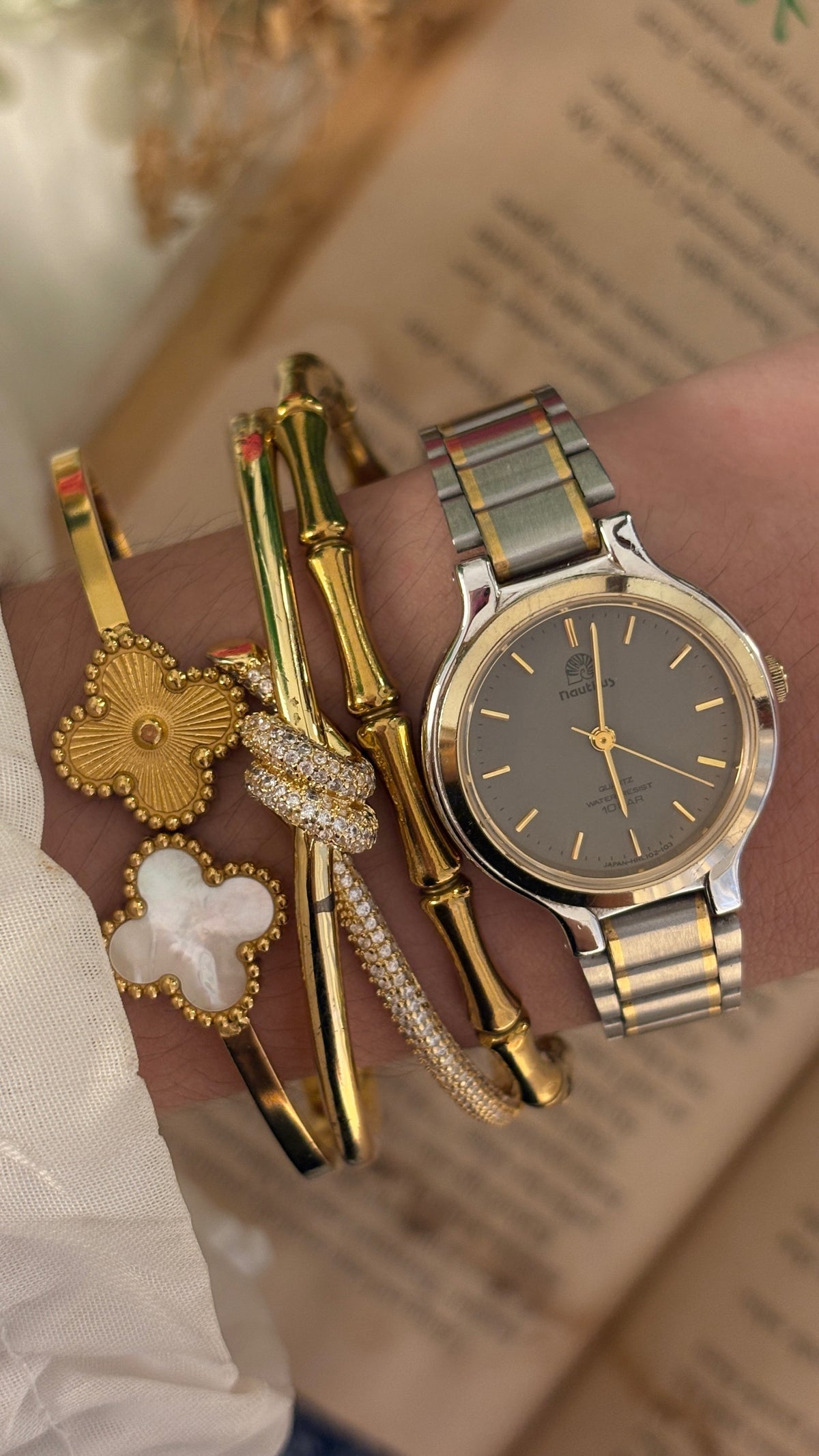 Vintage Nautlius Gray Dial Watch in Two-Tone Quartz