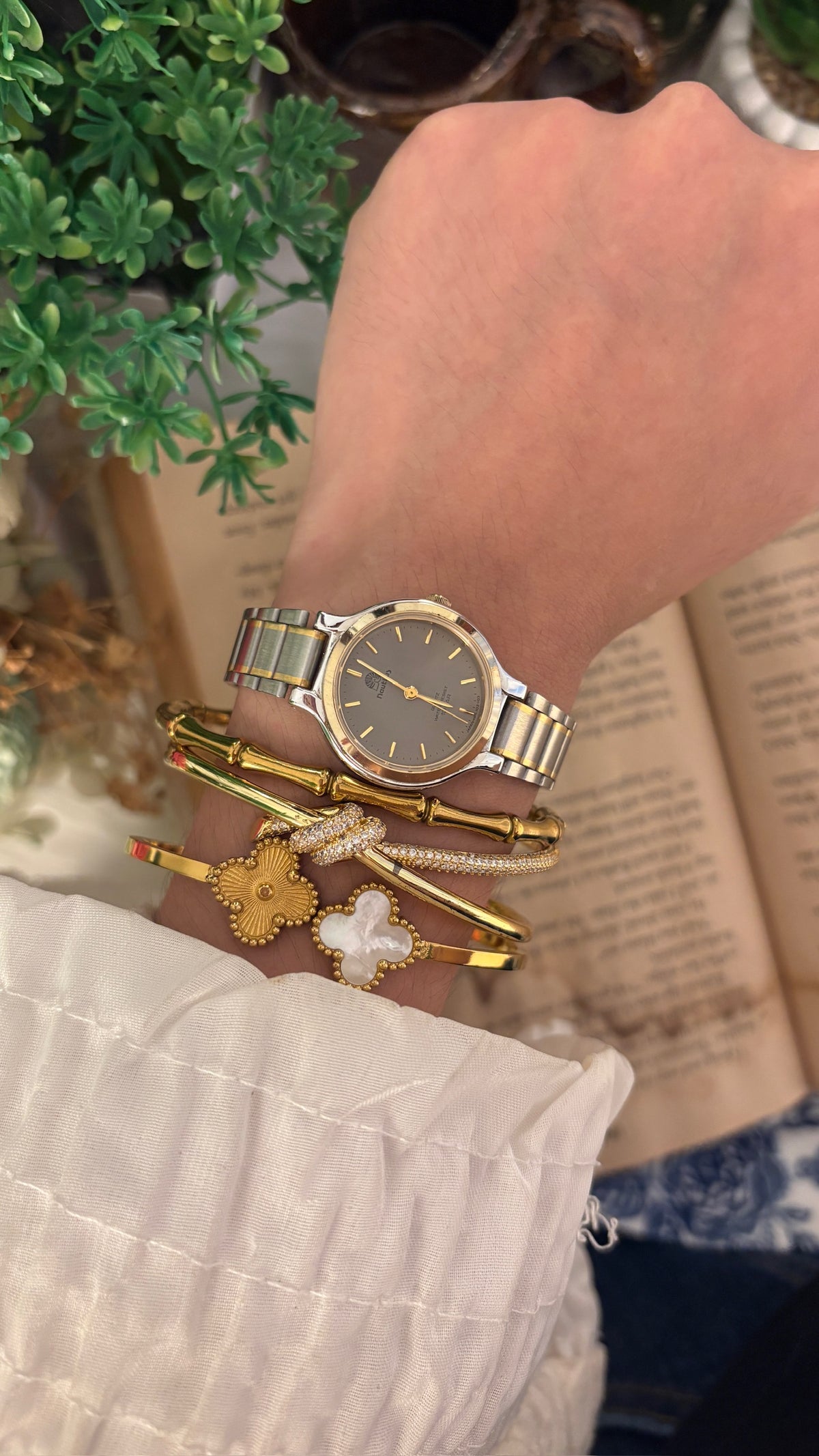 Vintage Nautlius Gray Dial Watch in Two-Tone Quartz