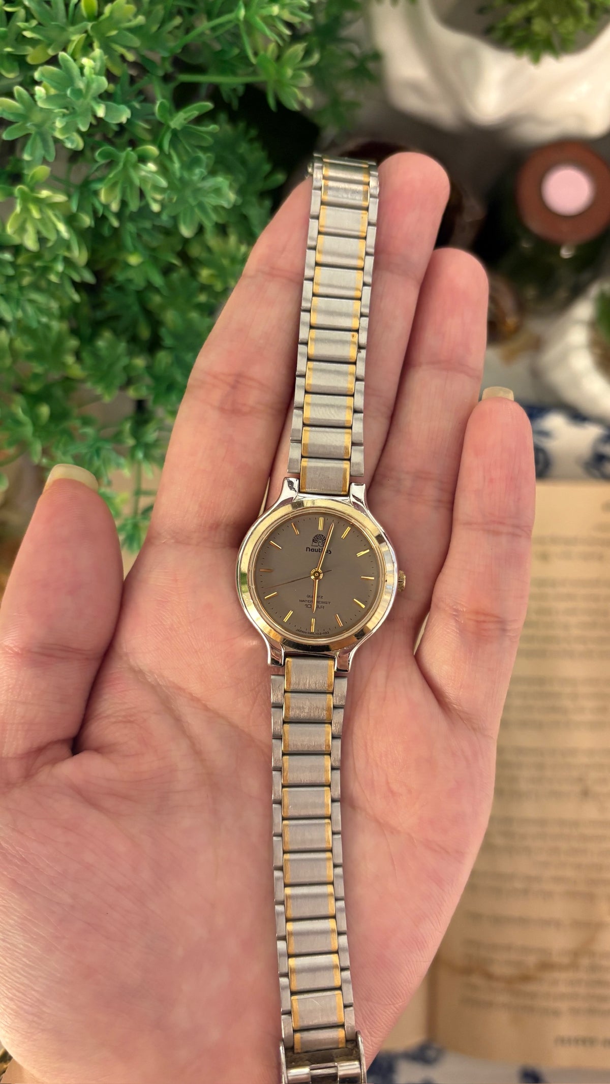 Vintage Nautlius Gray Dial Watch in Two-Tone Quartz
