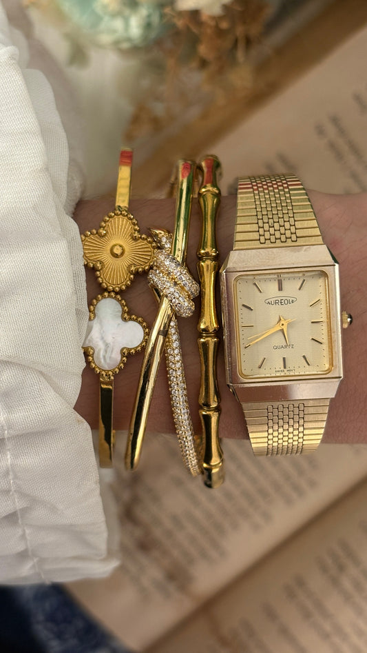 Vintage Aureole Swiss Tank Dress Watch in Gold Tone Quartz