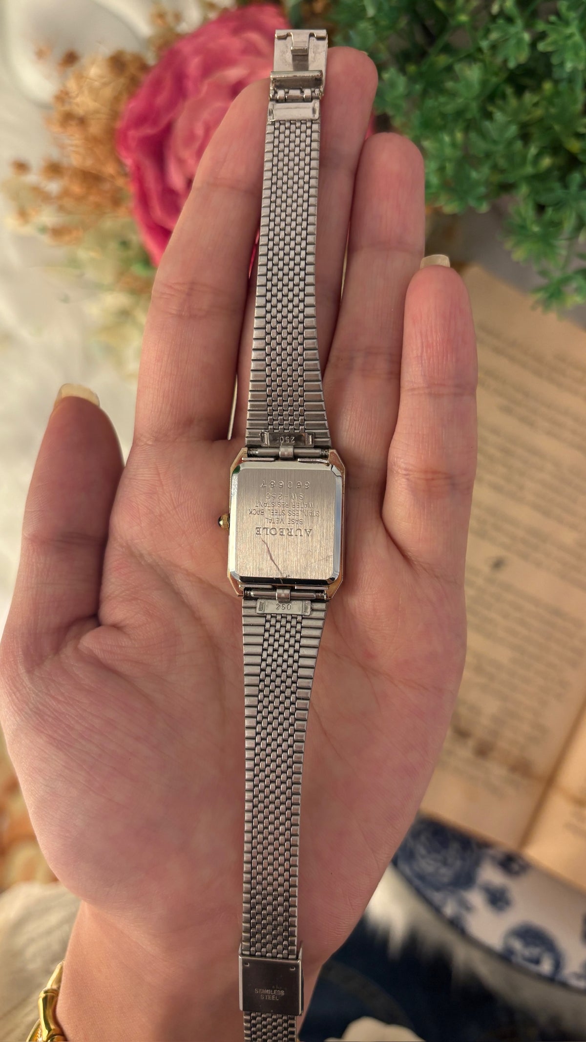 Vintage Aureole Swiss Tank Dress Watch in Gold Tone Quartz