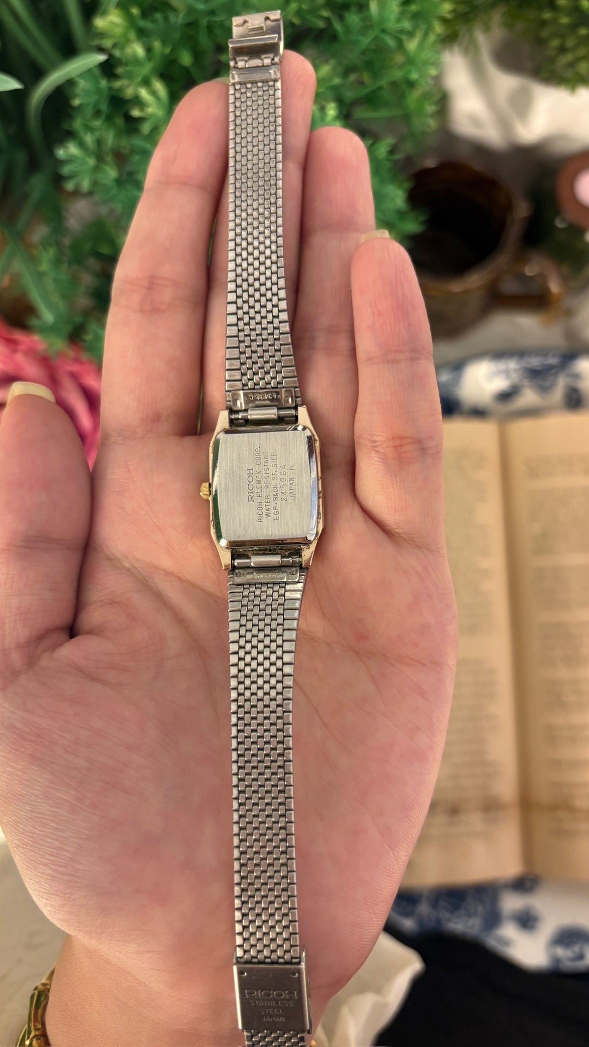 Rare Vintage Ricoh Tank Dress Watch in Gold Tone Quartz
