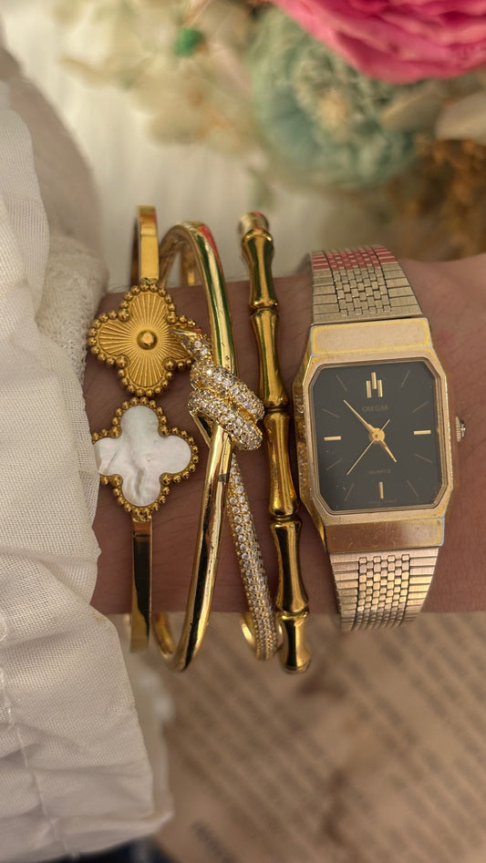 Vintage Cregar Black Dial Tank Dress Watch in Gold Tone Quartz