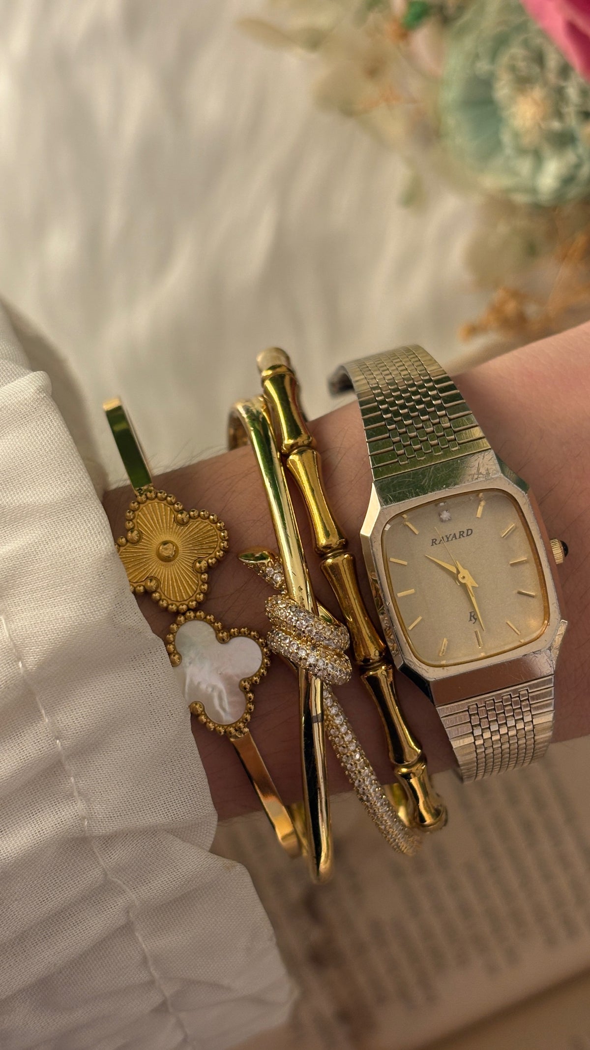 Vintage Rayard Tank Dress Watch in Gold Tone Quartz
