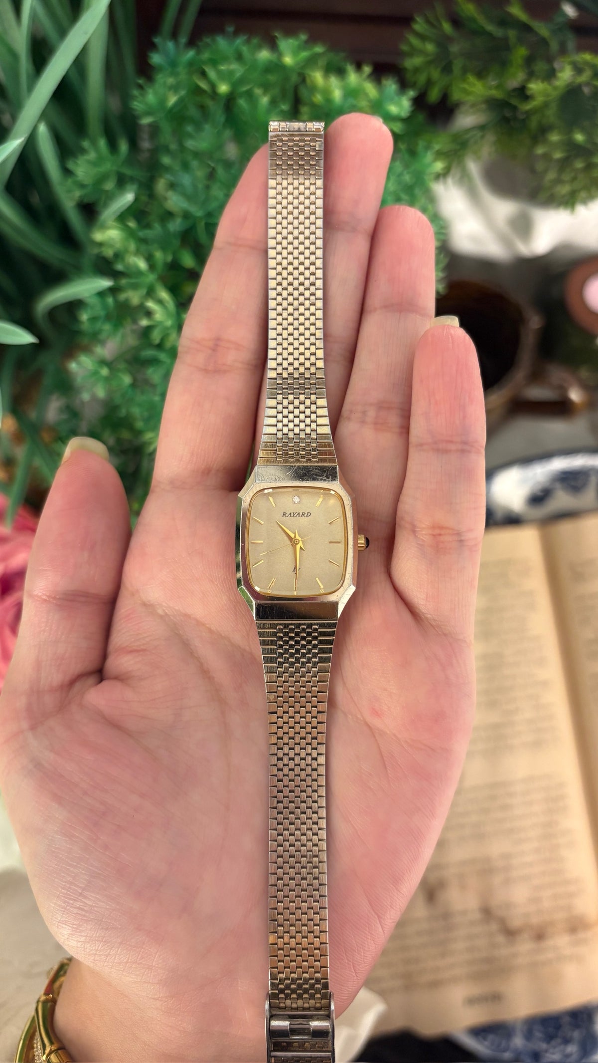 Vintage Rayard Tank Dress Watch in Gold Tone Quartz